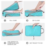 Compression Packing Cube Set for Carrying on Luggage Travel Packing Organizers with Laundry Bag for Backpack (Skyblue)