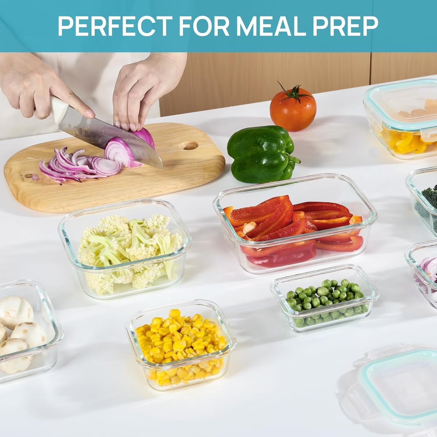 Carestrong 8 Pack Glass Meal Prep Containers with Airtight Lids, Meal Prep Containers Glass, Lunch Office Meal for Microwave, Oven, Freezer and Dishwasher, BPA Free