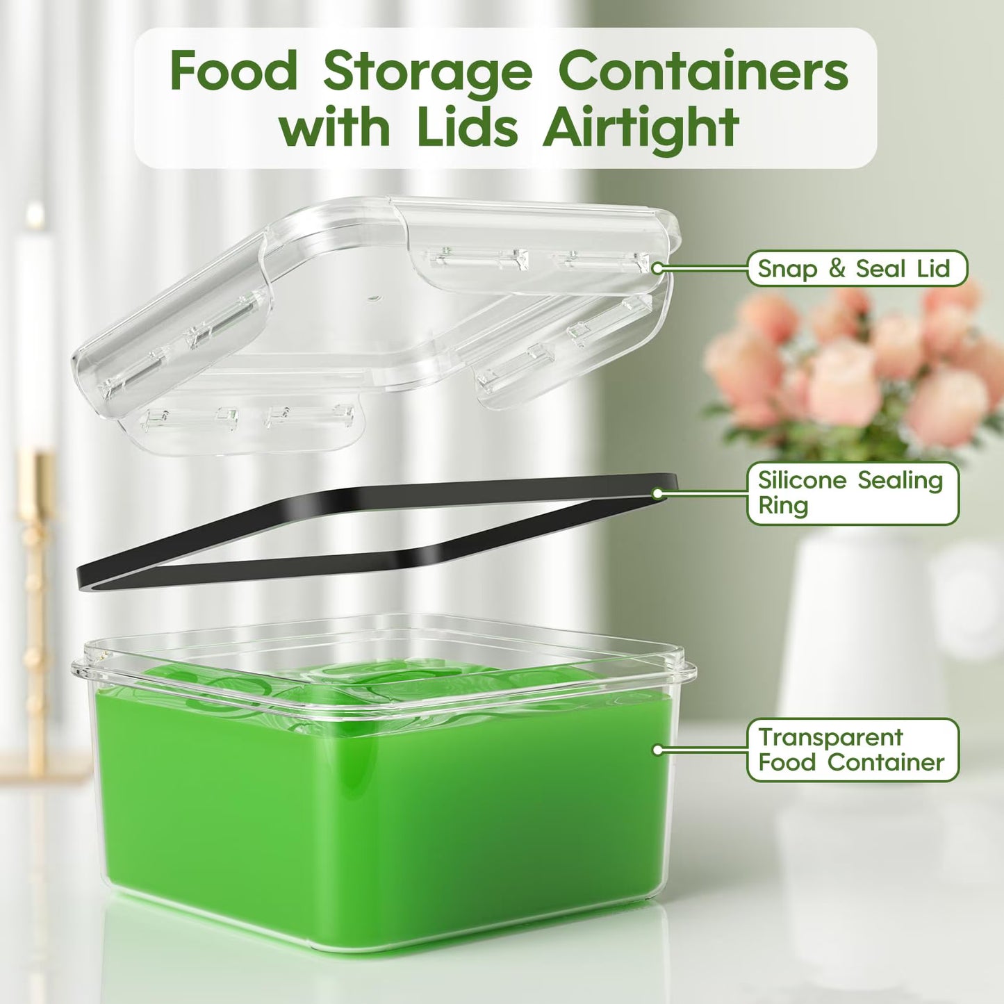 18-Piece Food Storage Container Set, BPA-Free Plastic, Click and Fresh Lids, Assorted Sizes with Integrated Measurements, Durable and Secure Food Containers for Leftovers