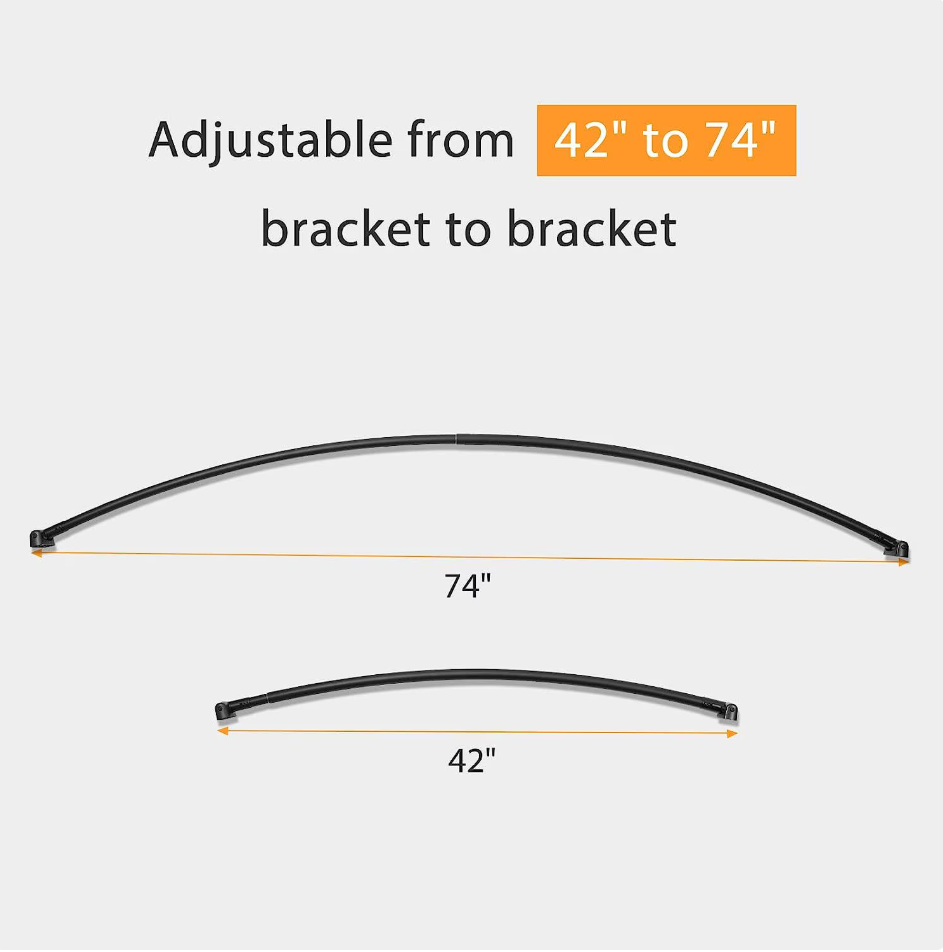 Curved Curved Shower Curtain Rod 42-74 Inches Adjustable Splicing Design Need To Drill Shower Rods Curved Round Bowed Rust proof, Premium Stainless Steel Shower Curtain Rod for Bathroom, Bathtub, Sta