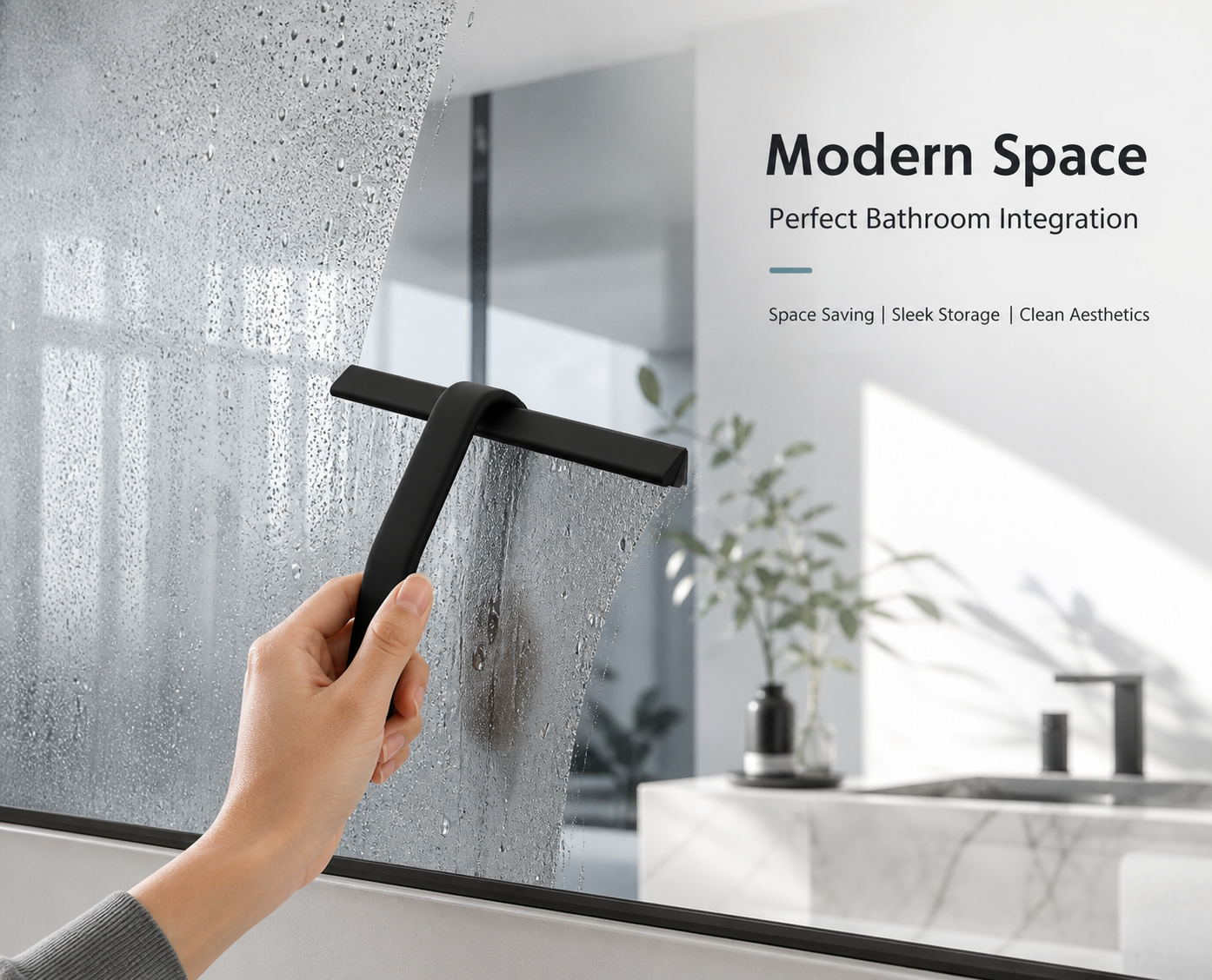 Zhue Shower Squeegee for Glass Doors, All-One-Piece Award-Winning Silicone Squeegee with Built-in Hook for Bathroom, Window, Mirror, Tile Wall,Car, Streak-Free Cleaner Tool,10-Inch Black