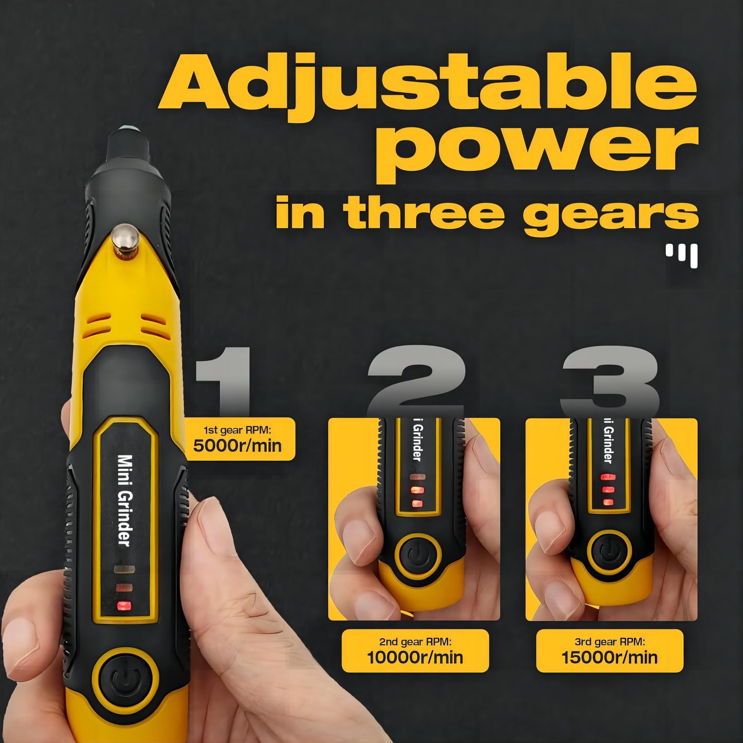 Mini Cordless Rotary Tool, 3-Speed and USB Charging with 57 Accessories, Multi-Purpose 3.7V Power Rotary Tool for Sanding, Polishing, Drilling, Etching, Engraving, DIY Crafts