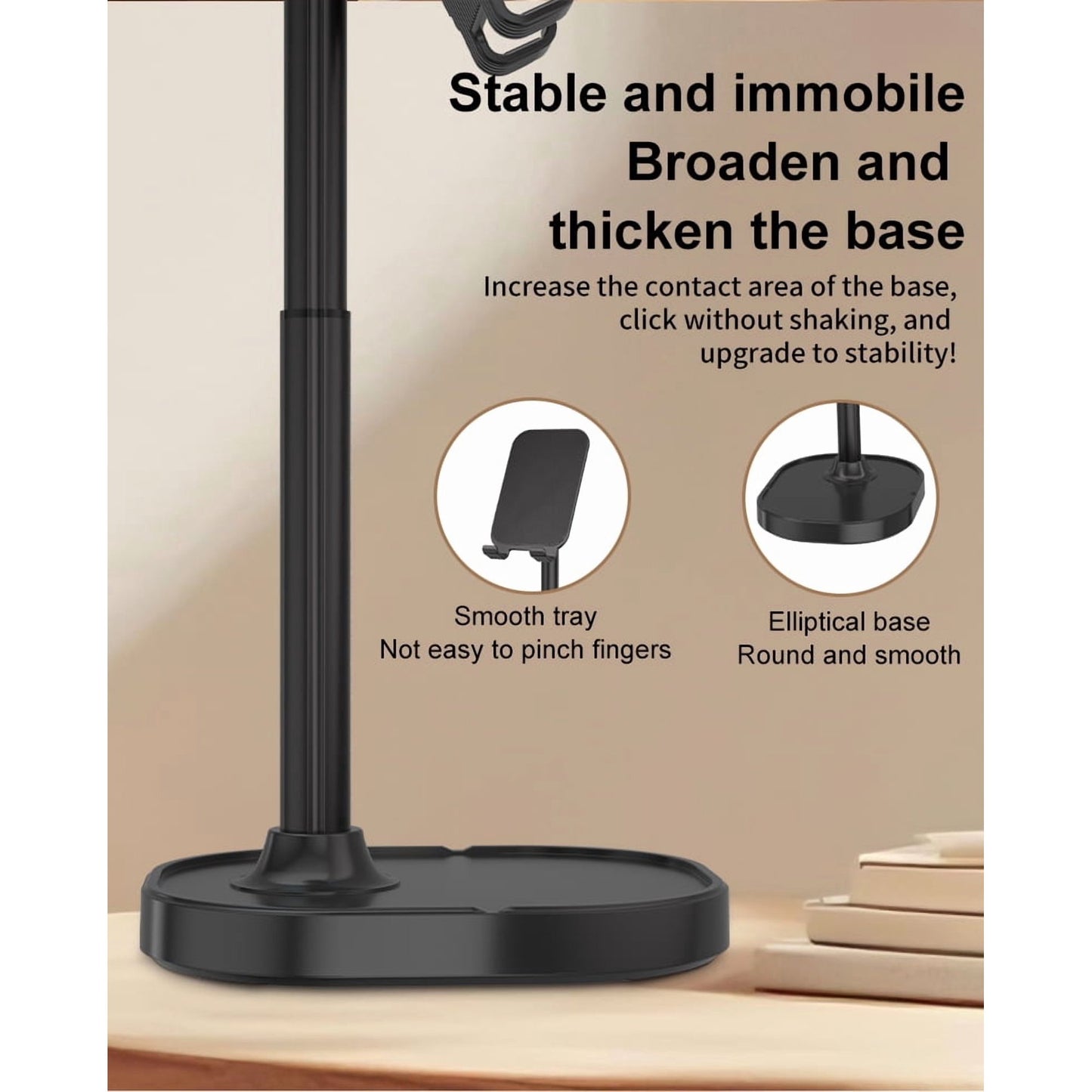 Avoben ChatStand, Adjustable Cell Phone Stand for Desk, Phone Stand for Recording, iPhone Holder for Filming, Small iPhone Tripod, Soporte para Celular, Fits Samsung, Android, (Night Black)