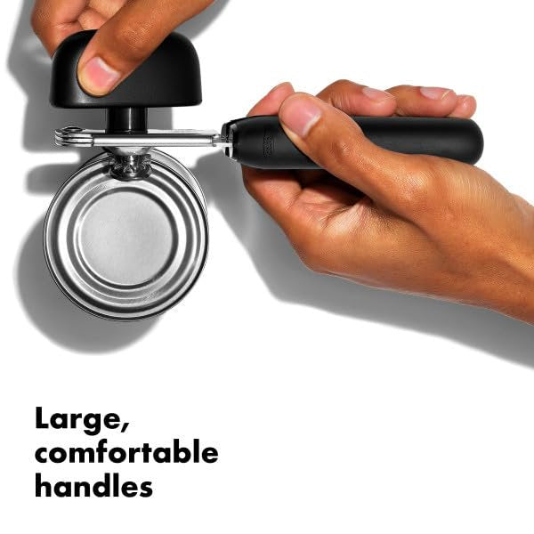 CanOpener Manual, YILUSH Can Openers Hand Held with Comfort Anti-Slip Handles, Heavy Duty Stainless Steel Can Opener Smooth Edge and Bottle Openers, Easy Turn Can Openers for Seniors, Kitchen, Black