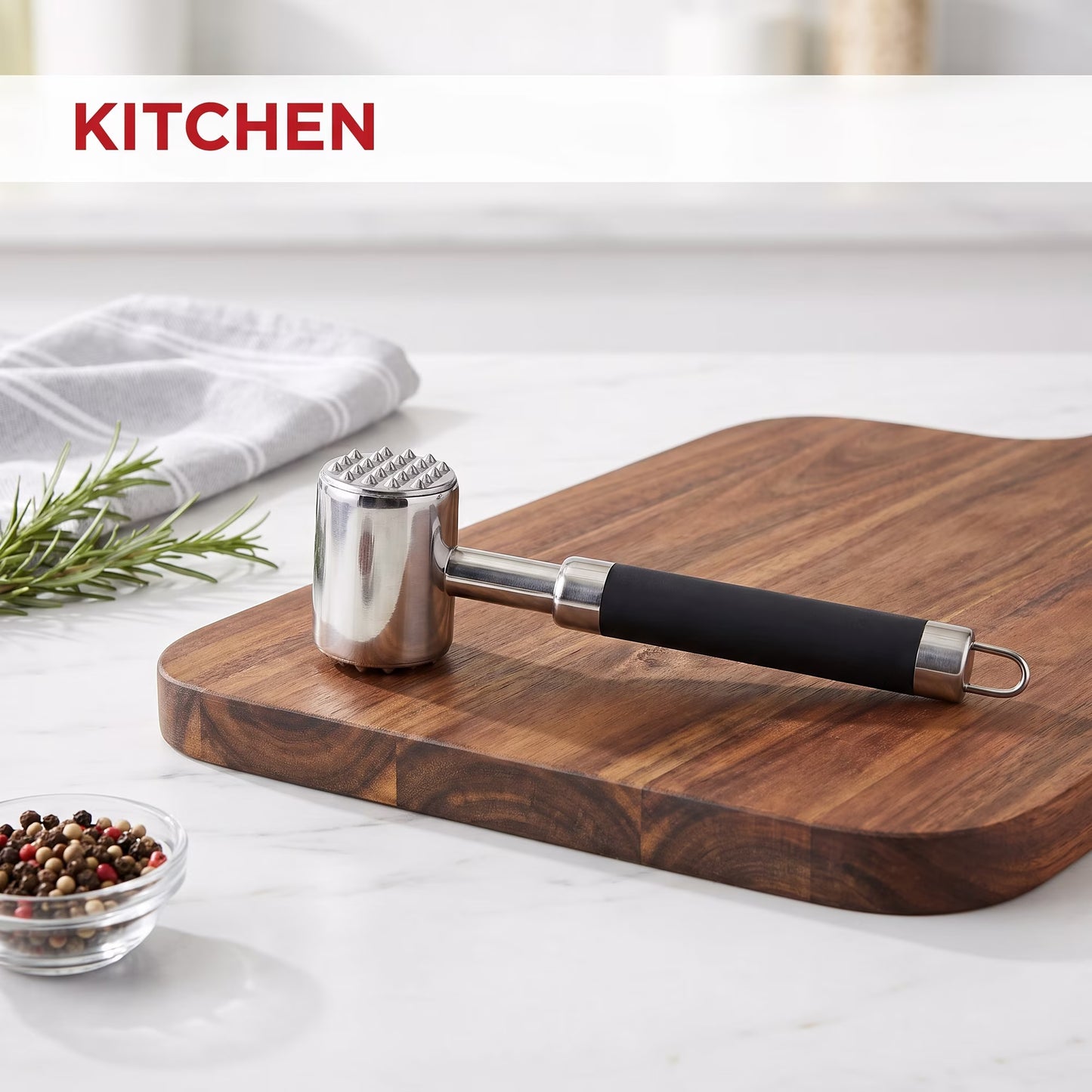 Yilush Meat Tenderizer Hammer with Comfortable-Grip Handle, Dual-side Mallet for Kitchen, Heavy Duty Pounder For Tenderizing Steak, Beef and Fish