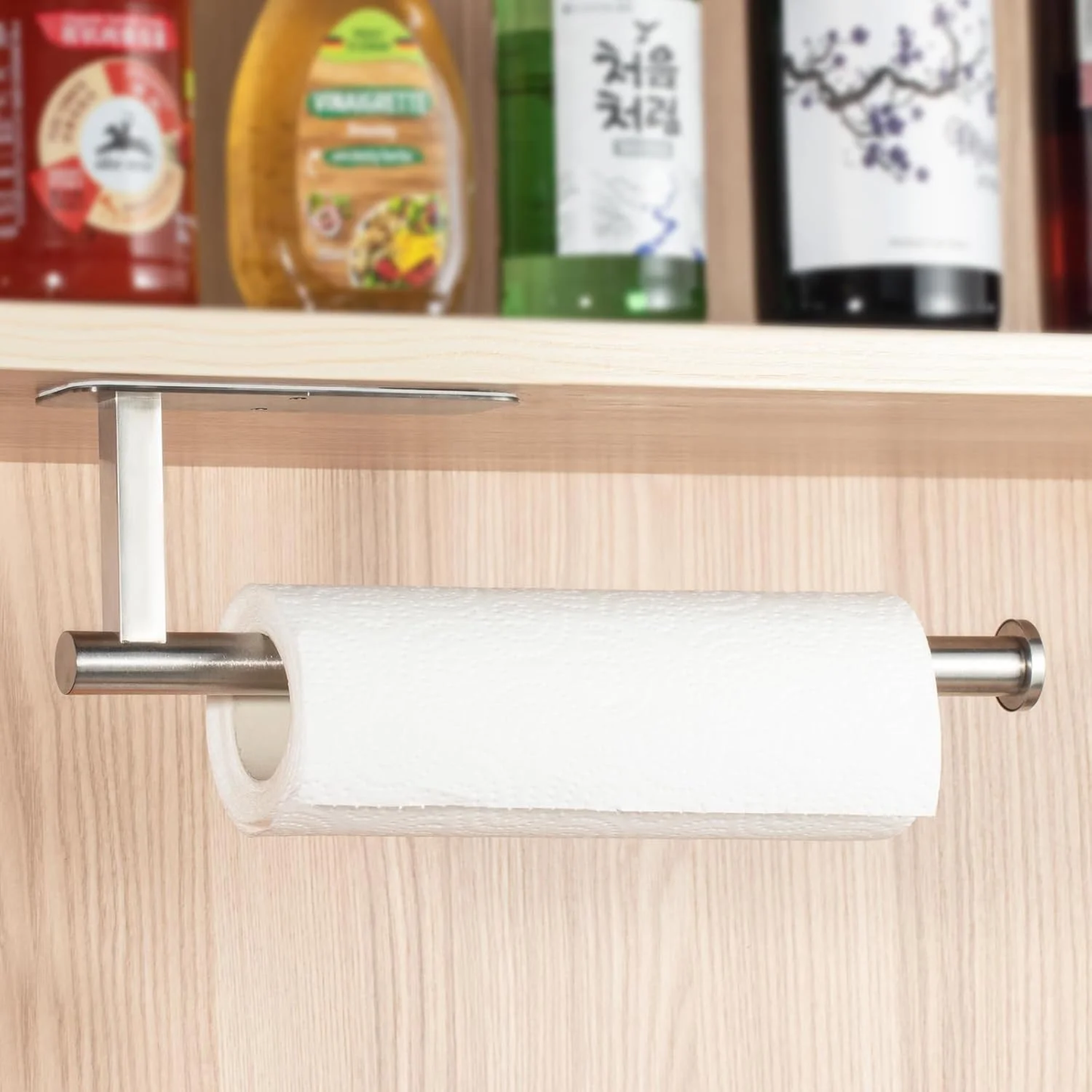 Paper Towel Holders for Kitchen,Paper Towels Bulk- Self-Adhesive Under Cabinet,Both Available in Adhesive and Screws,Stainless Steel，2 Pack