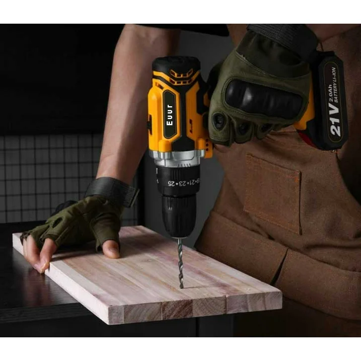 Cordless Drill, 21V Power Drill Set with 2Ah Battery, 3/8"Keyless Chuck, 25+1 Position Electric Drill, 2-Speed Transmission For Screwdriving And Drilling, Yellow