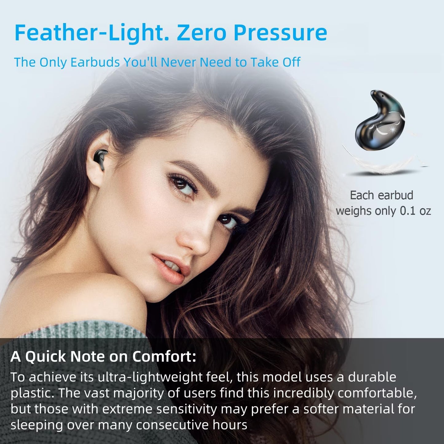 Bluetooth Headphones True Wireless Earbuds 60H Playback LED Power Display Earphones with Wireless Charging Case IPX5 Waterproof in-Ear Ear buds with Mic for TV Smart Phone Laptop Computer Sports