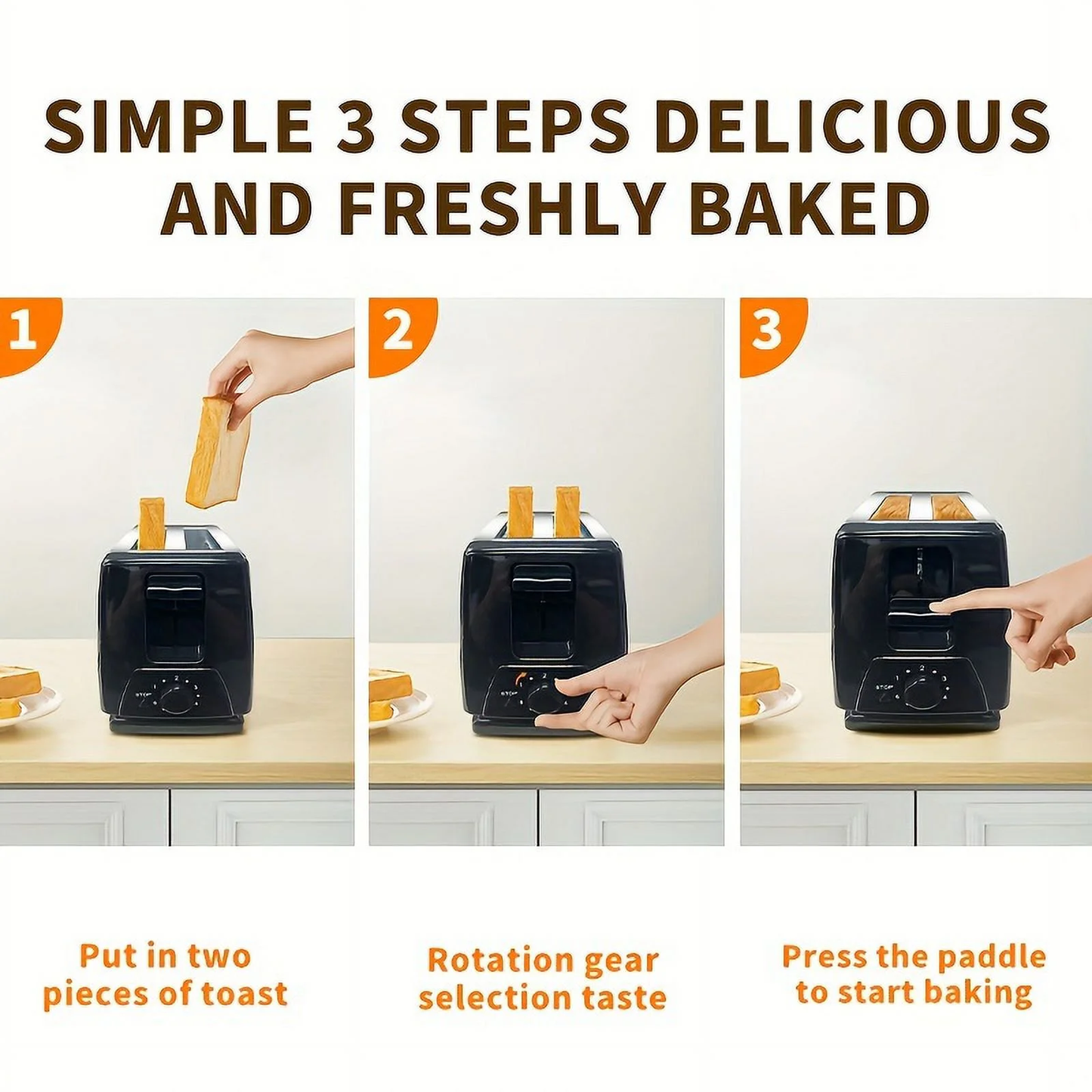 Toaster 2 Slice with Auto Shut Off & Reheat Function - 6 Browning Settings, Countertop Kitchen Essentials for Bagel Muffins Toast Pastry Waffles Grain Sweet Bread, 750W - Black