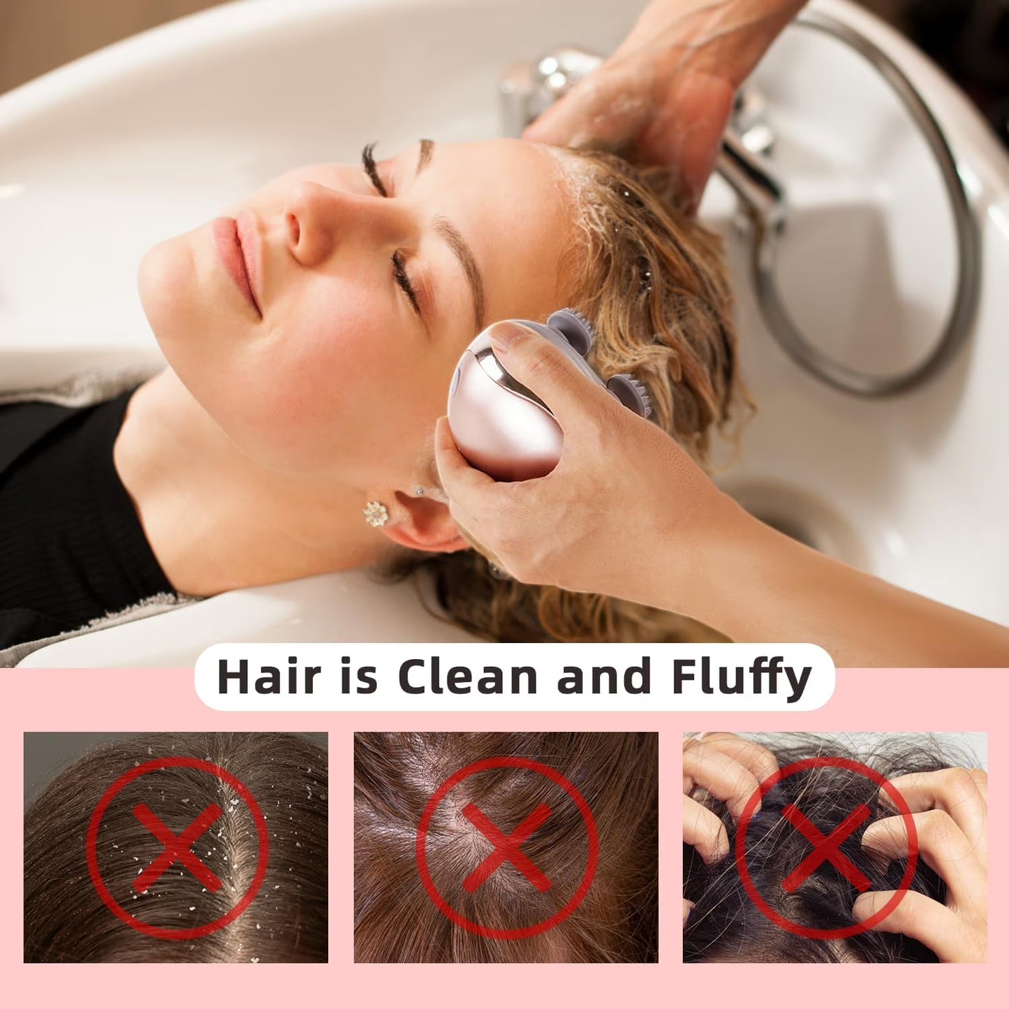 Qinghuai Scalp Massager Hair Growth, Soft Silicone Scalp Scrubber Shampoo Brush for Exfoliation, Dandruff Removal & Head Massage Stress Relax, Wet & Dry Use for Thick, Thin Hair Care
