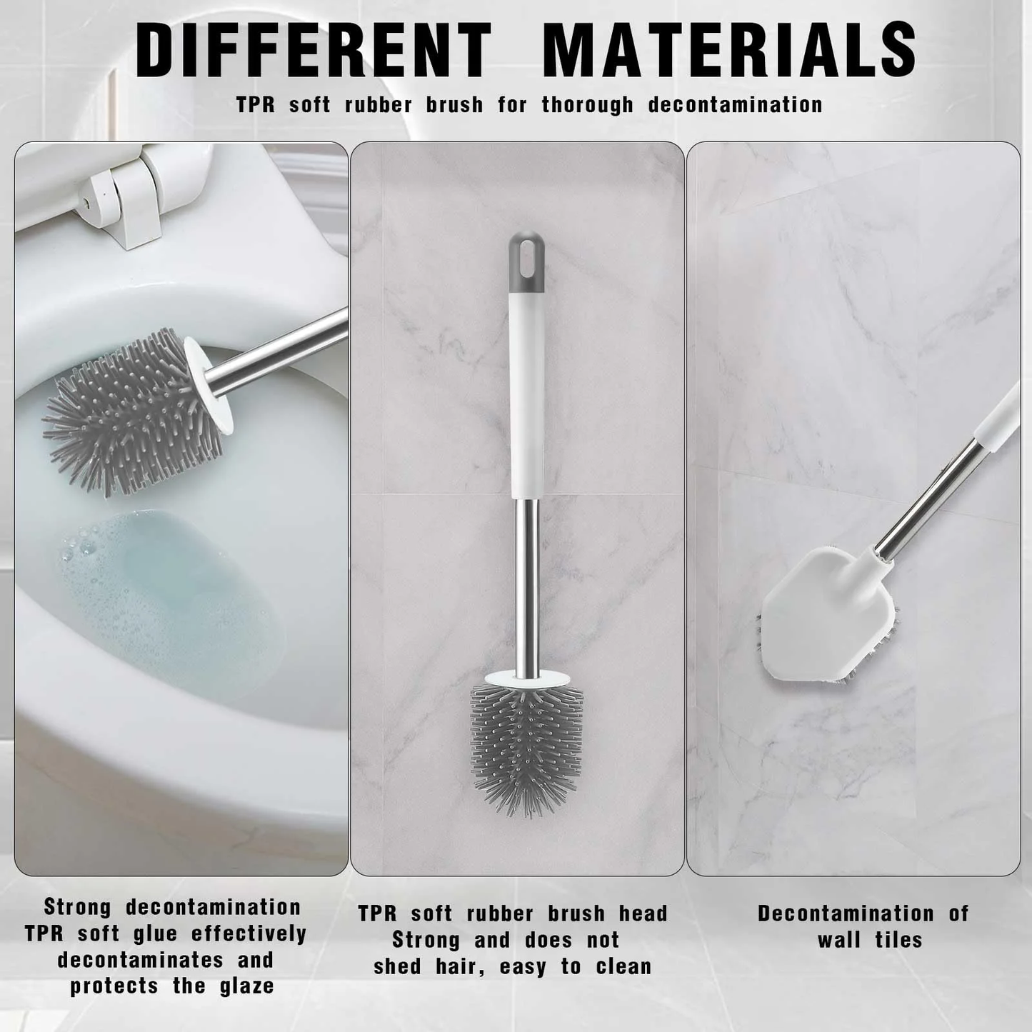 DAIYUKANG-Silicone Toilet Brush Set with Ventilated Holder, White