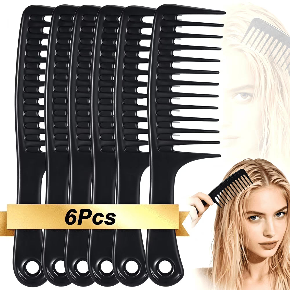 6 PCS Wide Tooth Detangling Comb, Large Hair Styling Comb for Curly, Wet, Long Hair (Multi-colored, Polypropylene, Handgrip)