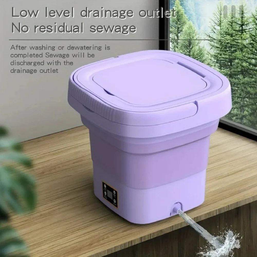 OHHSUN Portable Washing Machine, Digital Display Mini Washing Machine 9L High Capacity Foldable Washer. Suitable For Cleaning Underwear, Baby Clothes, Purple