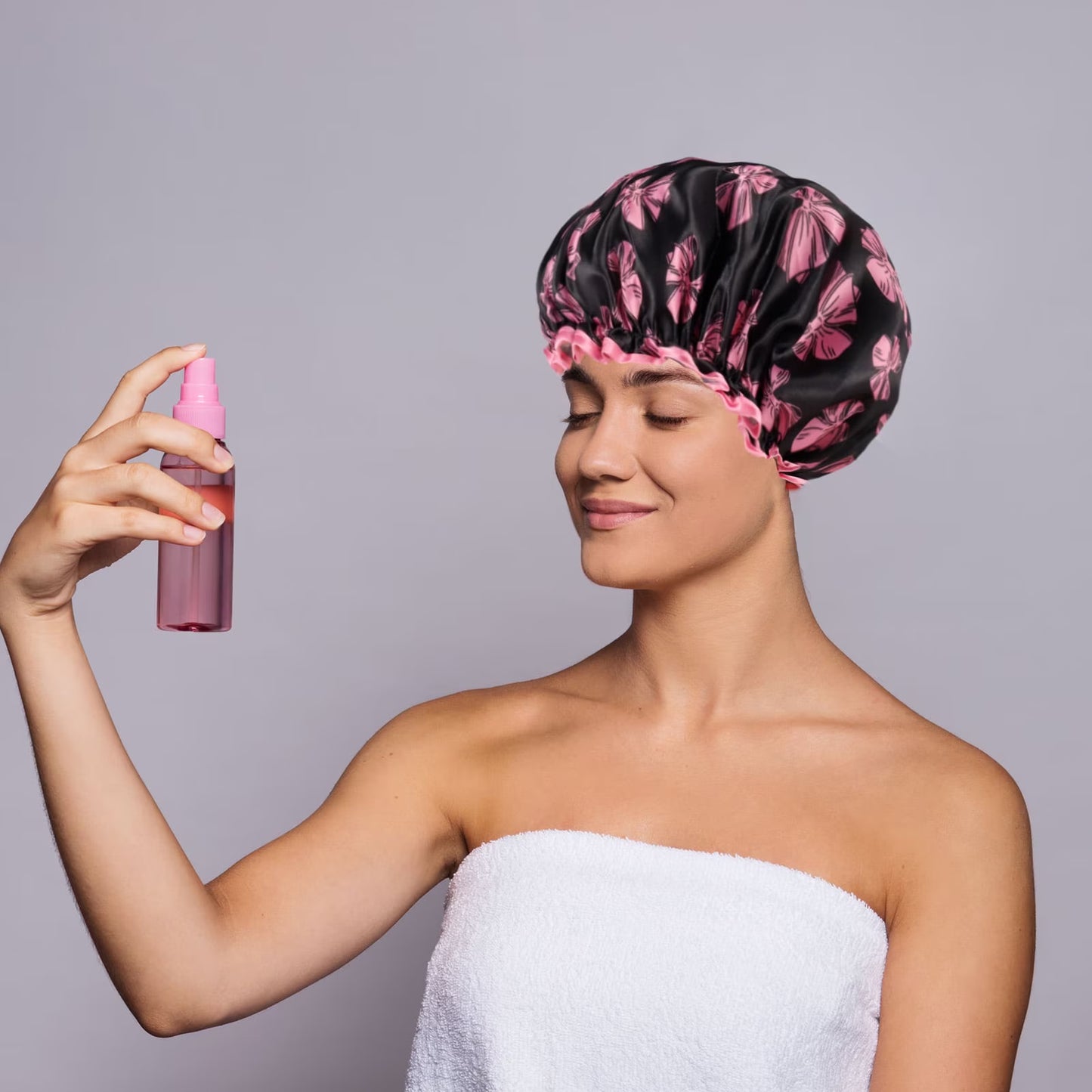 6 Pieces Shower Cap for Women, Elastic and Reusable, Environmental Protection Hair Bath Caps, Double Waterproof Layers Bathing Hat for Women Girl