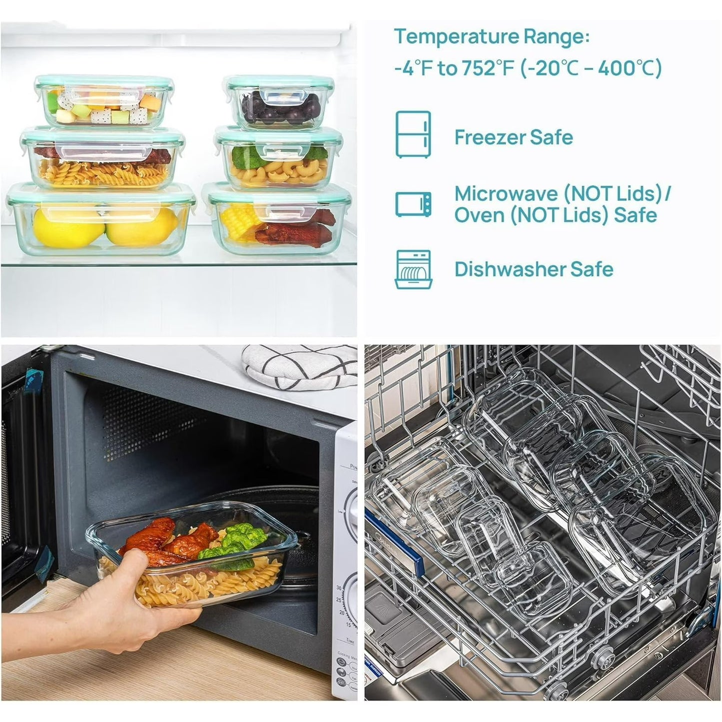 Carestrong 8 Pack Glass Meal Prep Containers with Airtight Lids, Meal Prep Containers Glass, Lunch Office Meal for Microwave, Oven, Freezer and Dishwasher, BPA Free