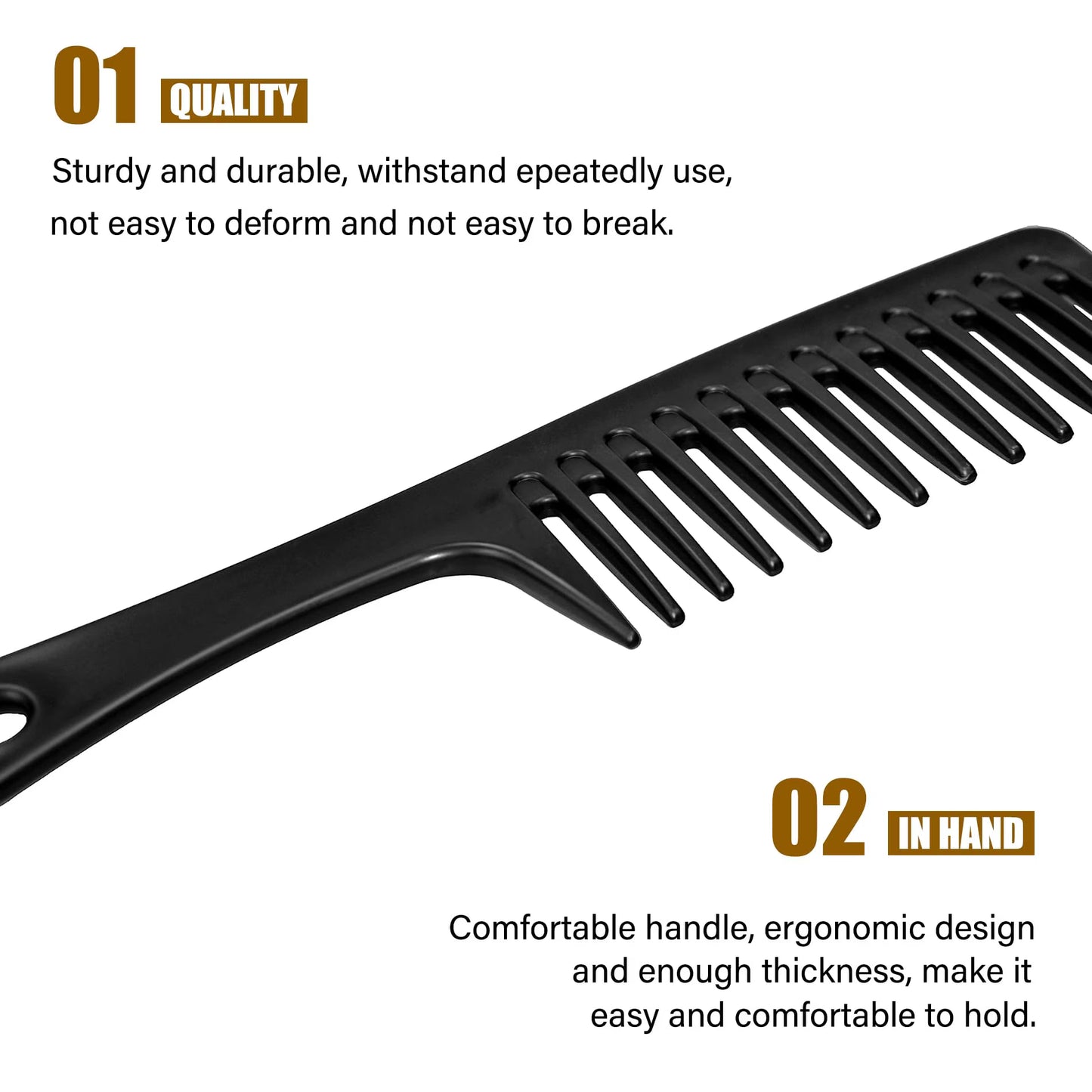 6 PCS Wide Tooth Detangling Comb, Large Hair Styling Comb for Curly, Wet, Long Hair (Multi-colored, Polypropylene, Handgrip)