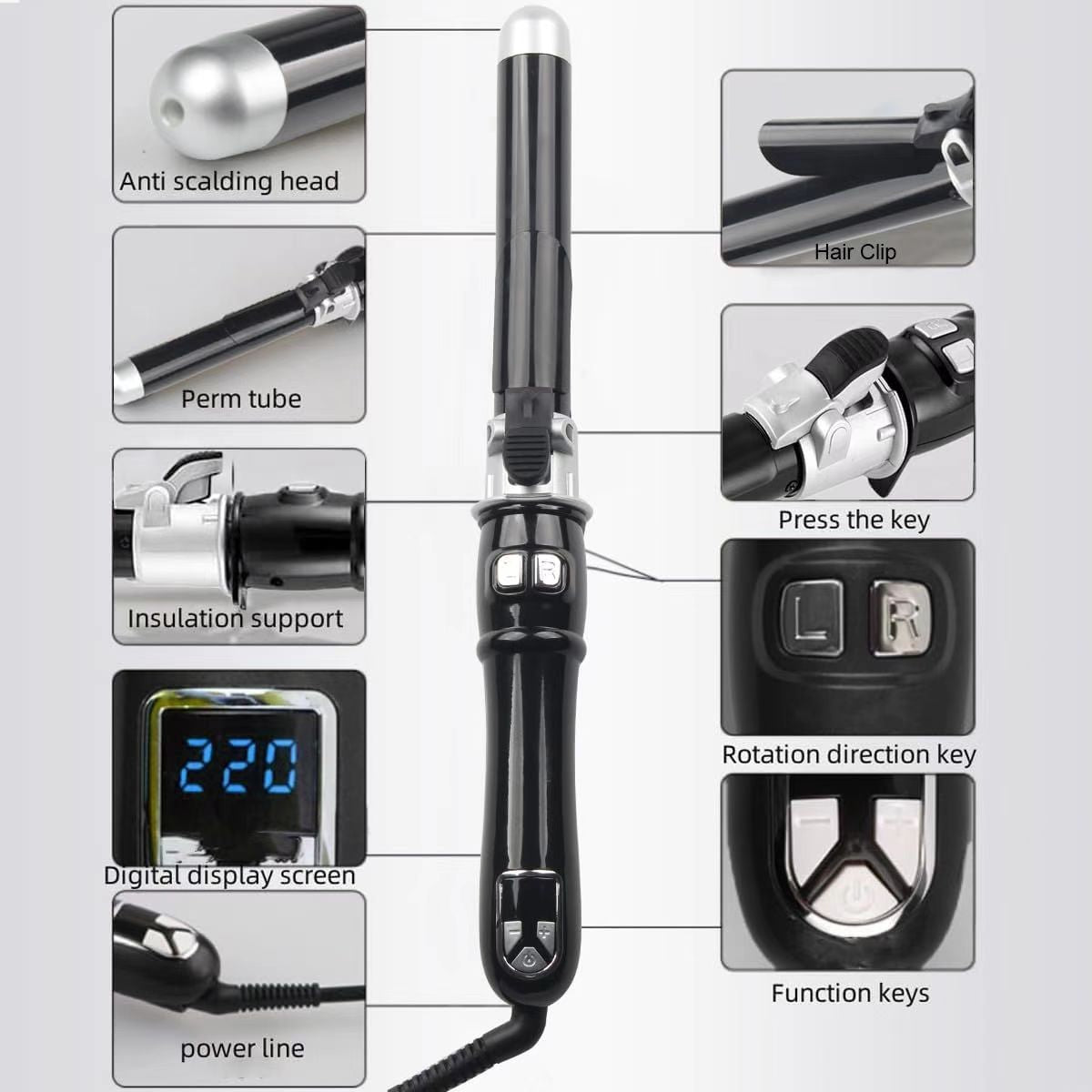 IDFINE Ceramic 1-Inch Curling Iron, 1-inch barrel produces classic curls-for use on short, medium, and long hair