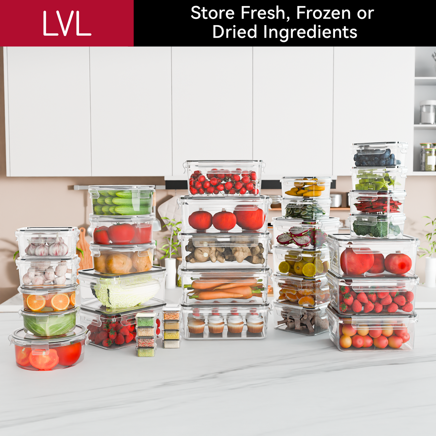 68 Pcs Food Storage Containers with Lids Airtight, Plastic Meal Prep Container for Pantry & Kitchen Organization & bento box & snack containers, BPA-Free, Leak-Proof with Labels & Marker Pen