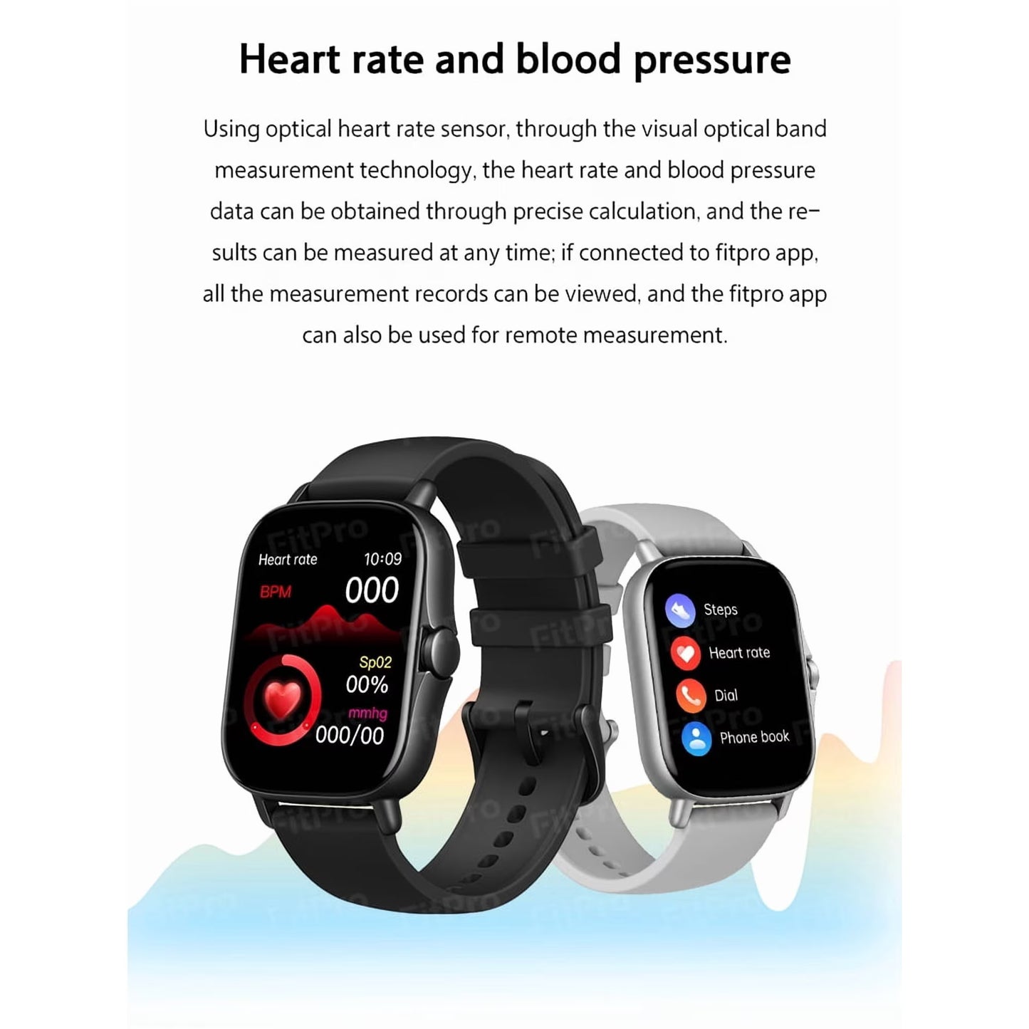 The Avoben smart fitness watch features a heart rate monitor, a 1.85-inch touchscreen, an activity tracker, a weather display, and a pedometer. It's a unisex smartwatch (silver).