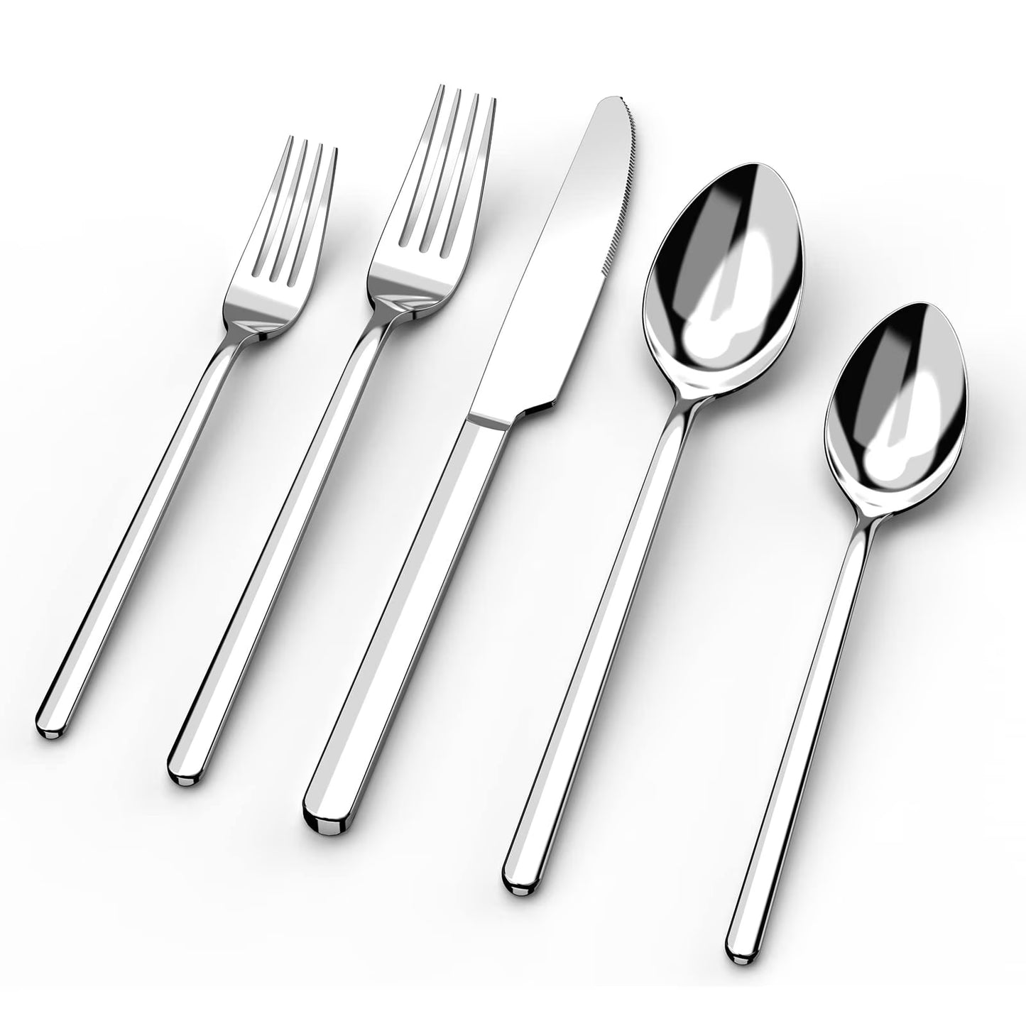 Yilush Silverware Set, 30 Piece Flatware Cutlery Set for 6, 18/10 Stainless Steel Silverware Mirror Polished Dishwasher Safe for Home, Restaurant, Wedding, Party(Silver, 30 pieces for 6)