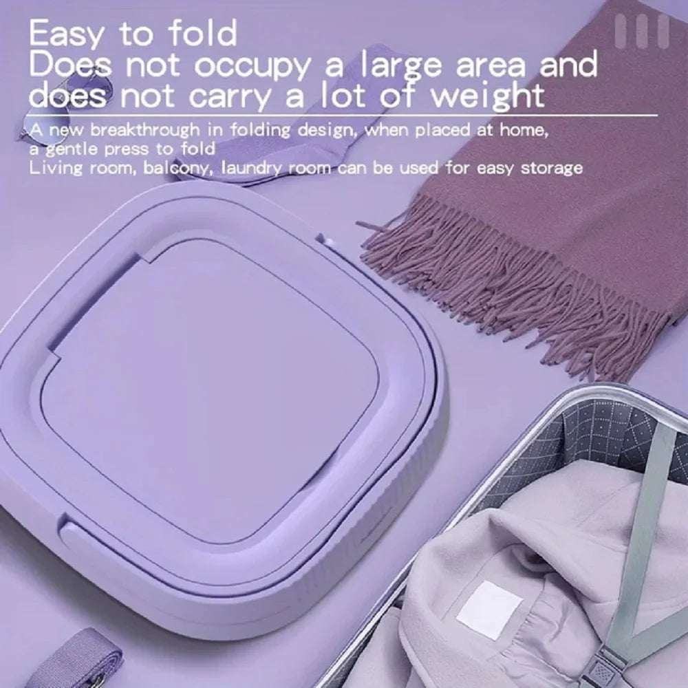 OHHSUN Portable Washing Machine, Digital Display Mini Washing Machine 9L High Capacity Foldable Washer. Suitable For Cleaning Underwear, Baby Clothes, Purple