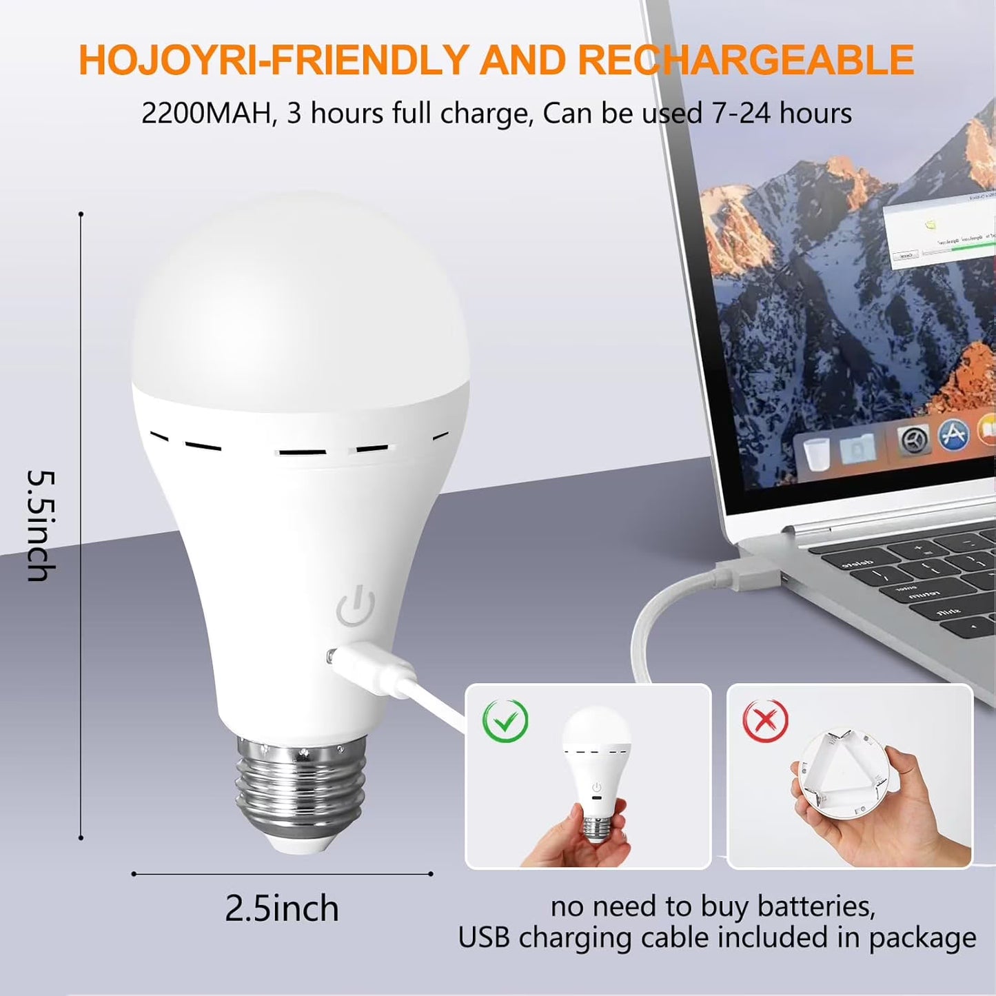 Mikhai 2 Pack Tri-color light bulbs LED Light Bulbs with Remote,rechargeable light bulbs, No App or Wi-Fi Required, Bulbs