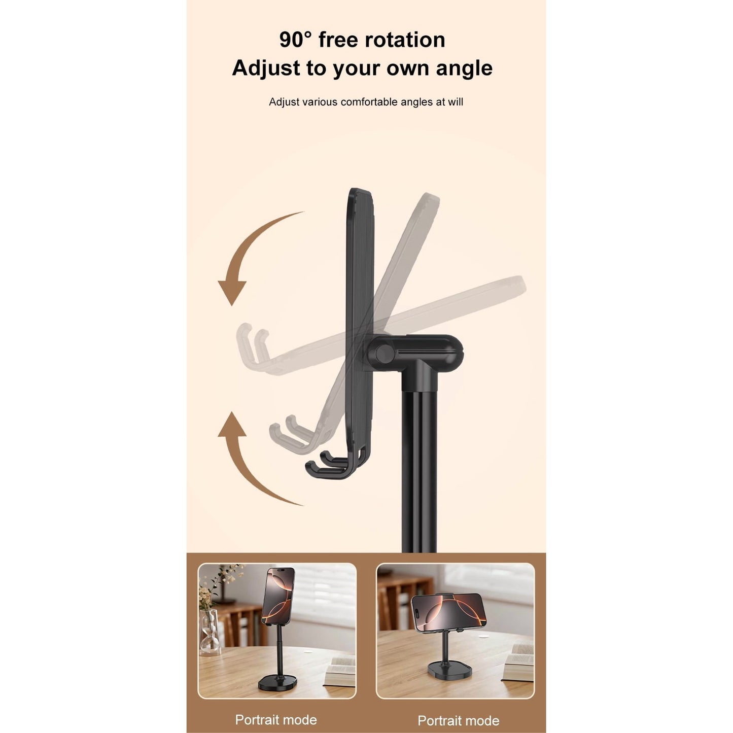 Avoben ChatStand, Adjustable Cell Phone Stand for Desk, Phone Stand for Recording, iPhone Holder for Filming, Small iPhone Tripod, Soporte para Celular, Fits Samsung, Android, (Night Black)