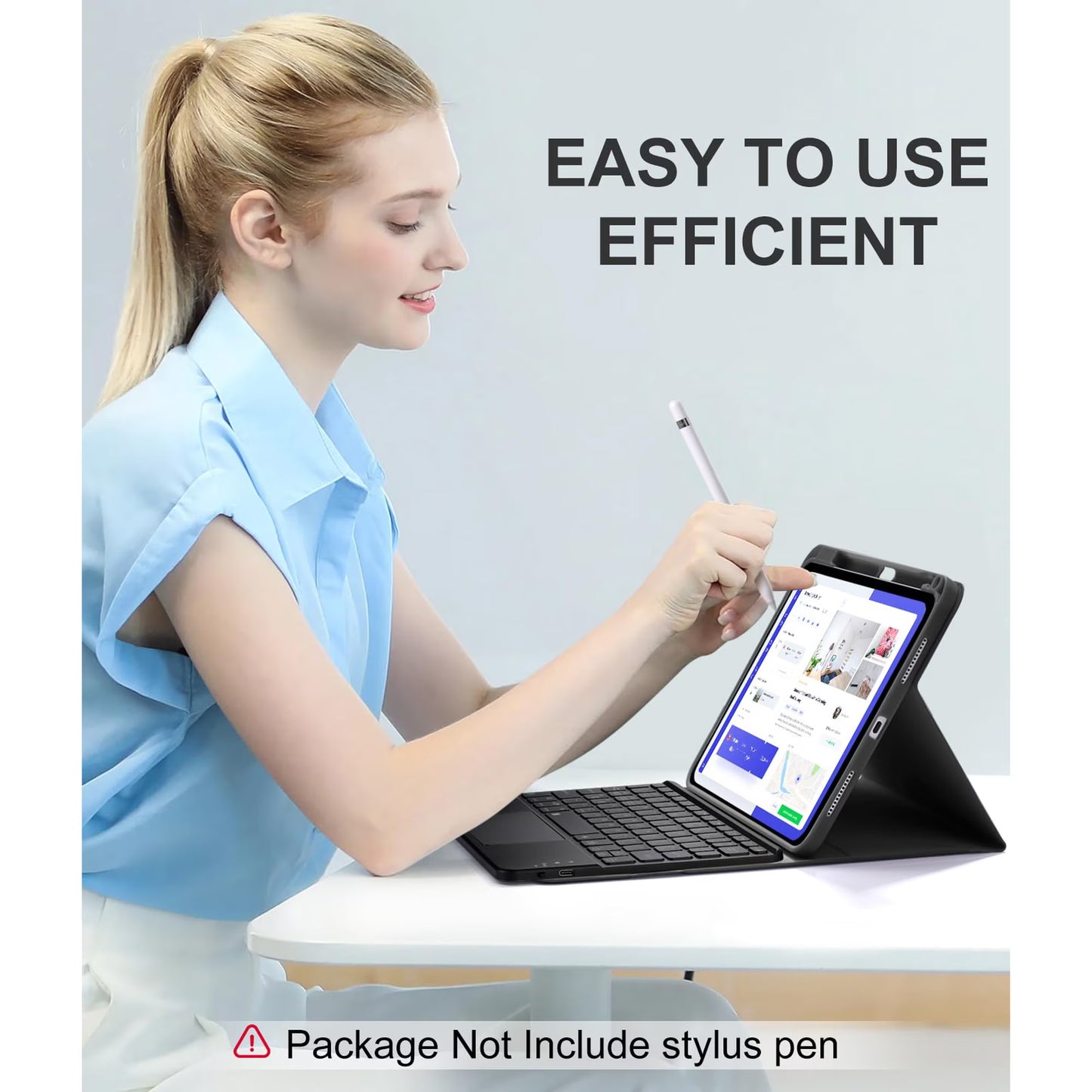 Compatible for iPad Generation Case with Keyboard, Folio Cover with Pencil Holder, Multi-Touch Trackpad, 7 Color Backlit, Detachable Keyboard for iPad (A16) 11th/10th Gen (Black)