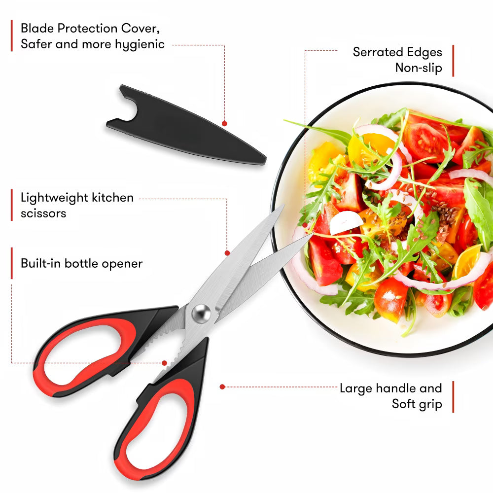 4pc Kitchen Scissors All Purpose Heavy Duty, Kitchen Utensils Set, Stainless Steel Cooking Utensils Gadgets, Meat Poultry Food Shears Dishwasher Safe Utility Tools Home Gift, with Protective Sheath