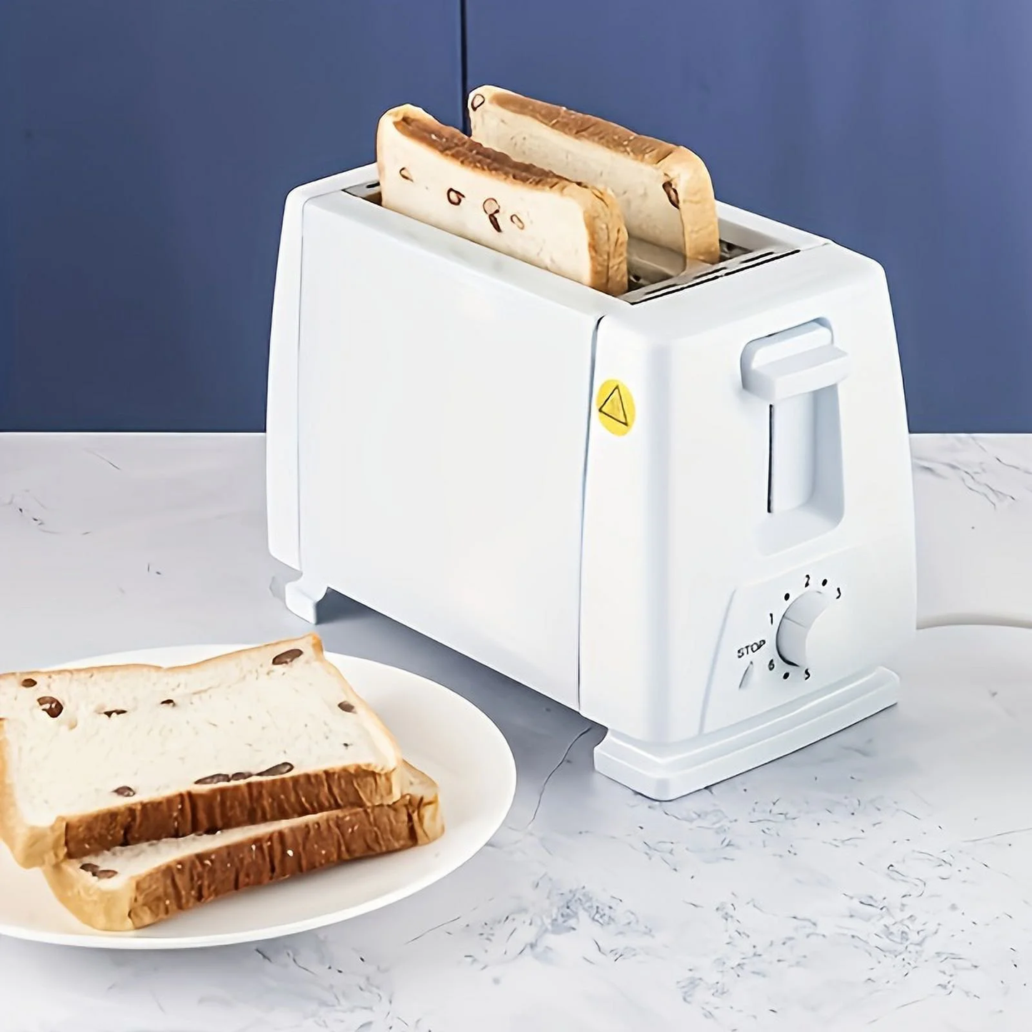 Toaster 2 Slice with Auto Shut Off & Reheat Function - 6 Browning Settings, Countertop Kitchen Essentials for Bagel Muffins Toast Pastry Waffles Grain Sweet Bread, 750W - White
