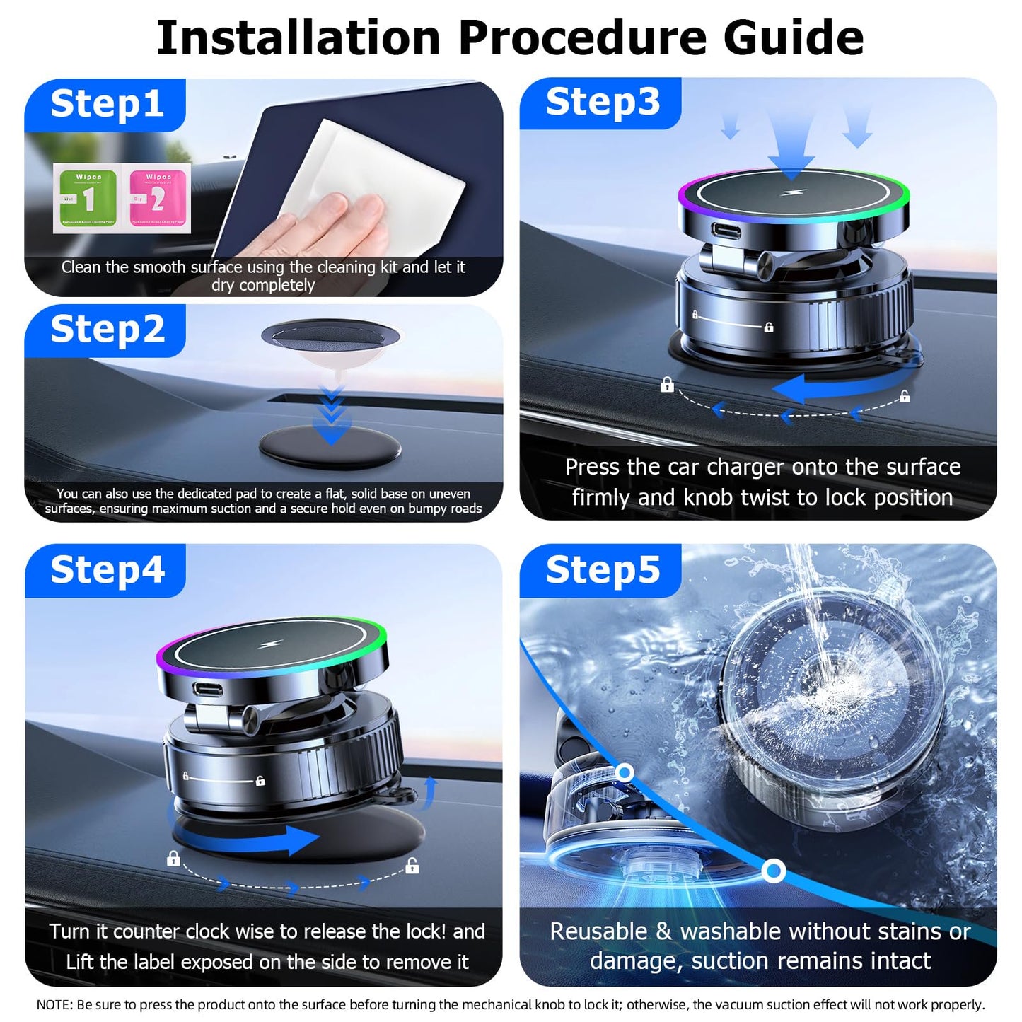 2026 Upgraded Vacuum Magnetic Car Phone Holder 360° Reinforced 96LBS Ultra Suction Cup Phone Mount for MagSafe Cell Phone Holders for Your Car/Gym/Mirror Mount for iPhone & Android