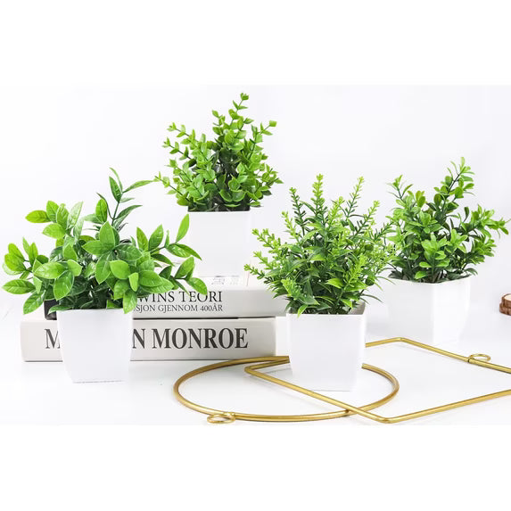 Fake Plants 4 Packs bathroom decor Artificial Plants Small Faux Plants home decorfaux plants indoor Bathroom Accessories for Halloween Bathroom Home Kitchen Coffee Table Office Desk Decor In