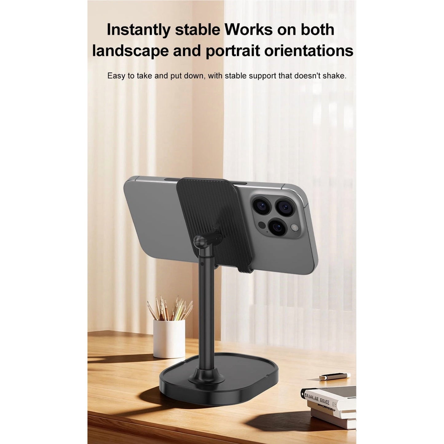 Avoben ChatStand, Adjustable Cell Phone Stand for Desk, Phone Stand for Recording, iPhone Holder for Filming, Small iPhone Tripod, Soporte para Celular, Fits Samsung, Android, (Night Black)