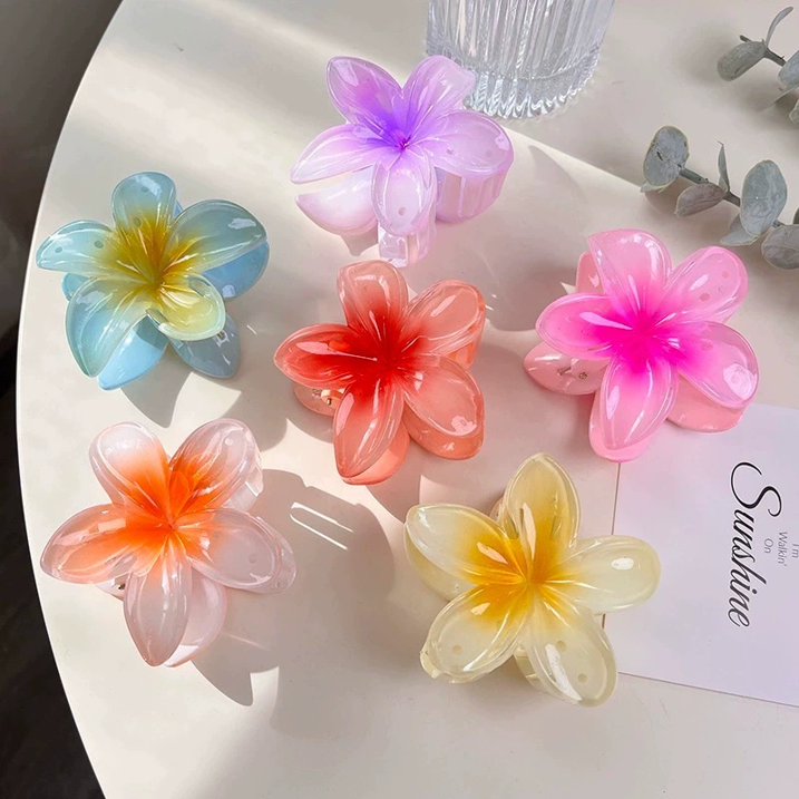 Yzhappy Flower Hair Claw Clips-6PCS Large Claw Clips for Thick Hair,Strong Hold Nonslip Hair Clips for Women,Hawaiian Flower Claw Clips,Cute Hair Clips,Banana Clip for Thin Hair,Hair Accessories for