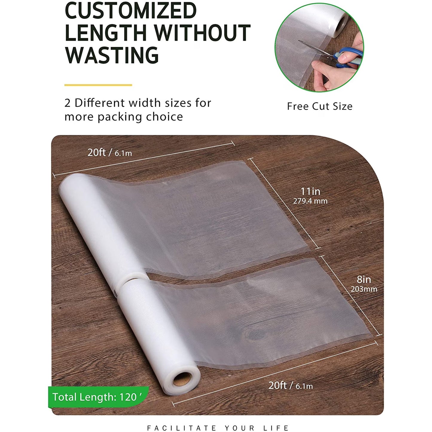 Food Grade Vacuum Seal Bags, Reusable Freezer Safe, Easy Tear, Multi Size for Meat, Fish, Tea & Kitchen Storage