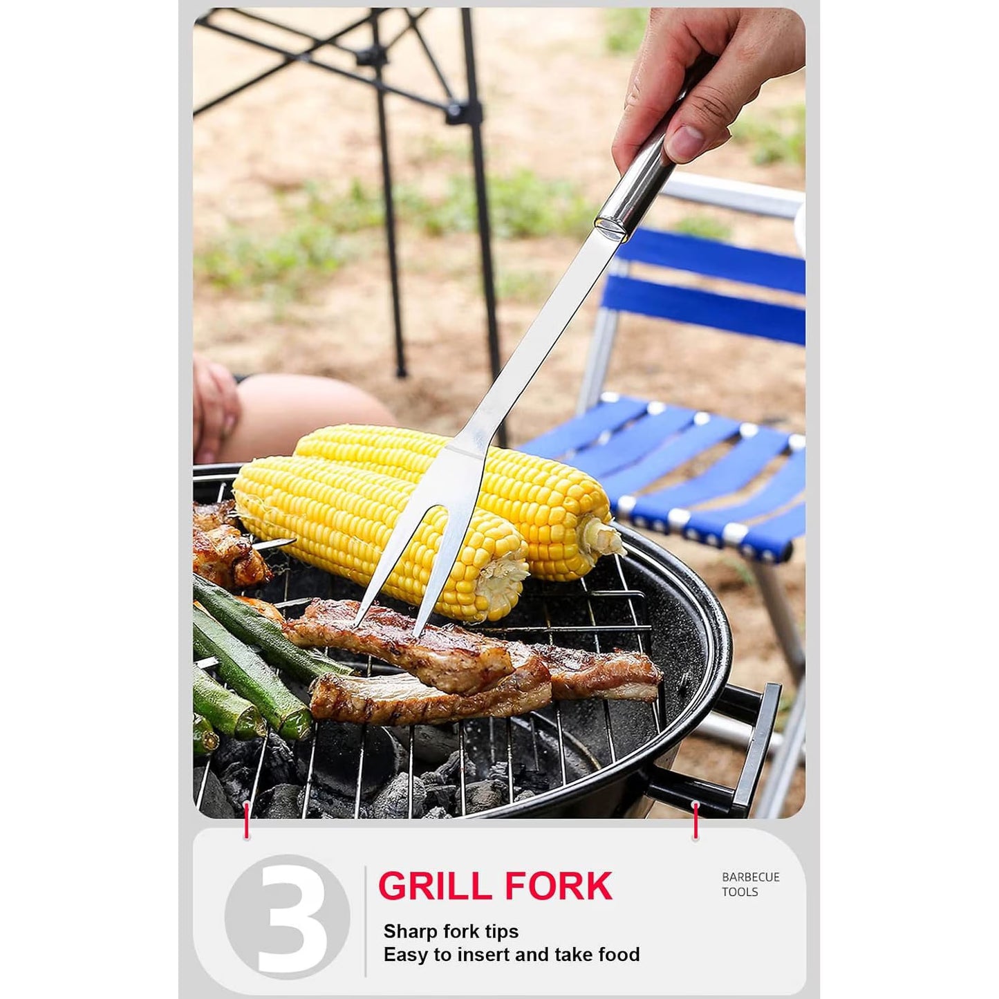 Mikhai BBQ Utensil Set Stainless Steel Professional Barbecue Accessories Grill Tool with Bag Easy to Carry