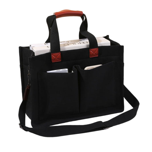 Yzhappy Tote Bag for Women With Compartments,Large Canvas Tote Women's Purse Crossbody Bags Work Laptop Book Bag Satchels Handbags,Black