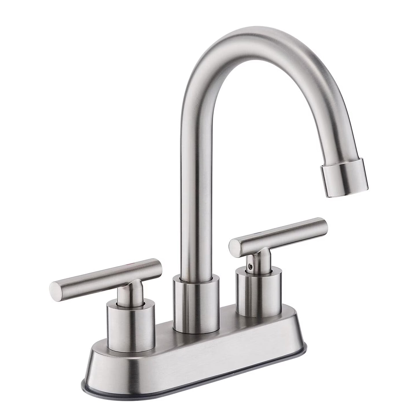 Mikhai Bathroom Faucets 3 Hole, 4 inch Bathroom Faucet 3 Hole Matte White with Pop-up Drain and 2 Supply Hoses, Stainless Steel Lead-Free 2-Handle Center set Faucet for Sink Vanity
