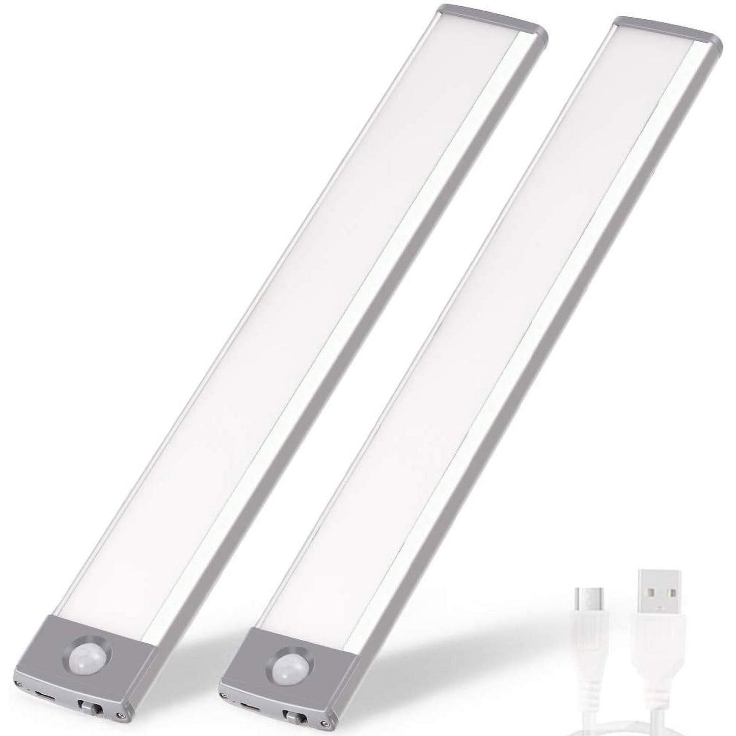 Mikhai 16inch Under Cabinet Lighting, 2 Pack Rechargeable Motion Sensor Light Indoor, 5 Levels Dimmable Magnetic Closet Lights, Wireless Under Counter Lights for Kitchen, Stairs
