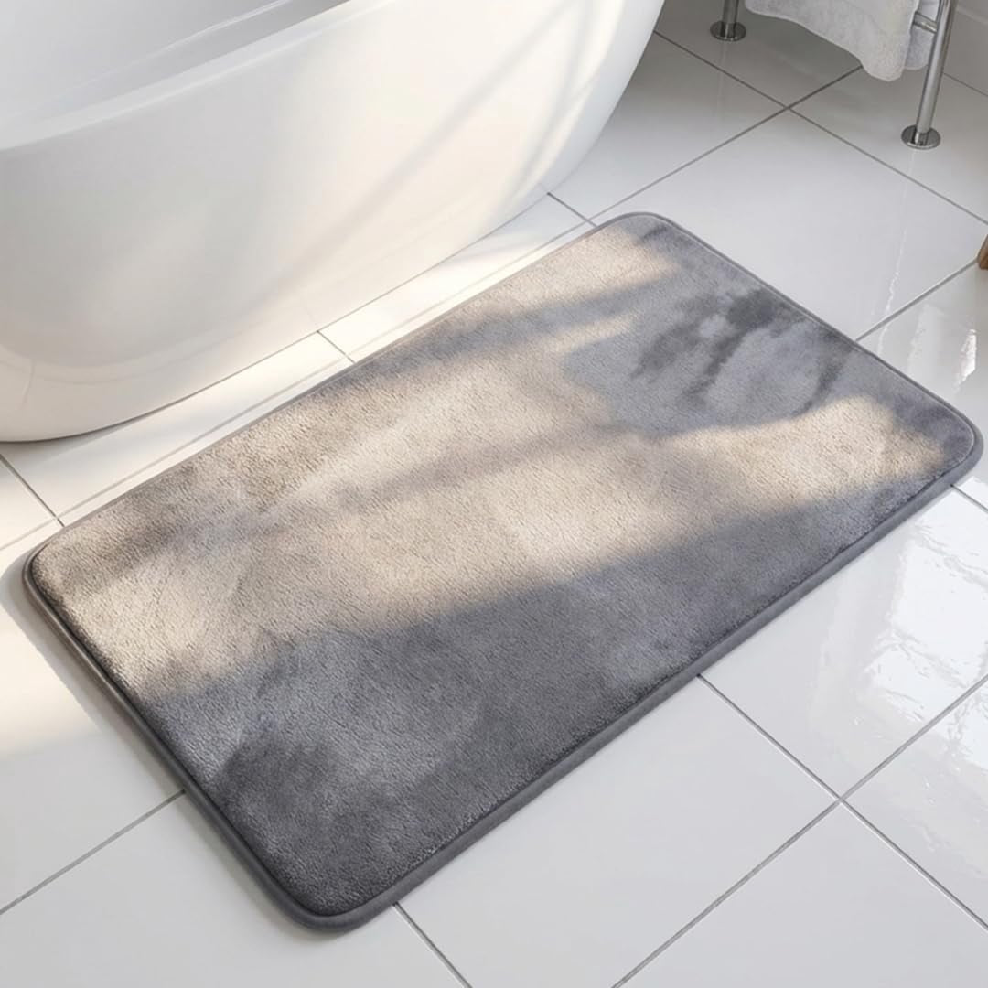 Memory Foam Bath Mat, Super Soft Absorbent Bathroom Rug Non Slip, Quick Dry, Machine Washable Floor Carpet for Tub Shower, Home Decor Accessories, 51x81, Grey