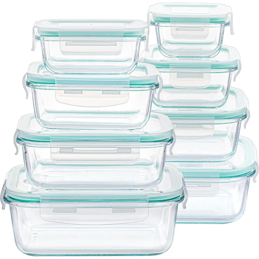 Carestrong 8 Pack Glass Meal Prep Containers with Airtight Lids, Meal Prep Containers Glass, Lunch Office Meal for Microwave, Oven, Freezer and Dishwasher, BPA Free