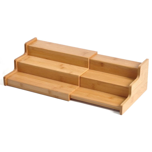 Carestrong Spice Rack Kitchen Cabinet Organizer- 3 Tier Bamboo Expandable Spice Organization for Cabinet,Yellow.
