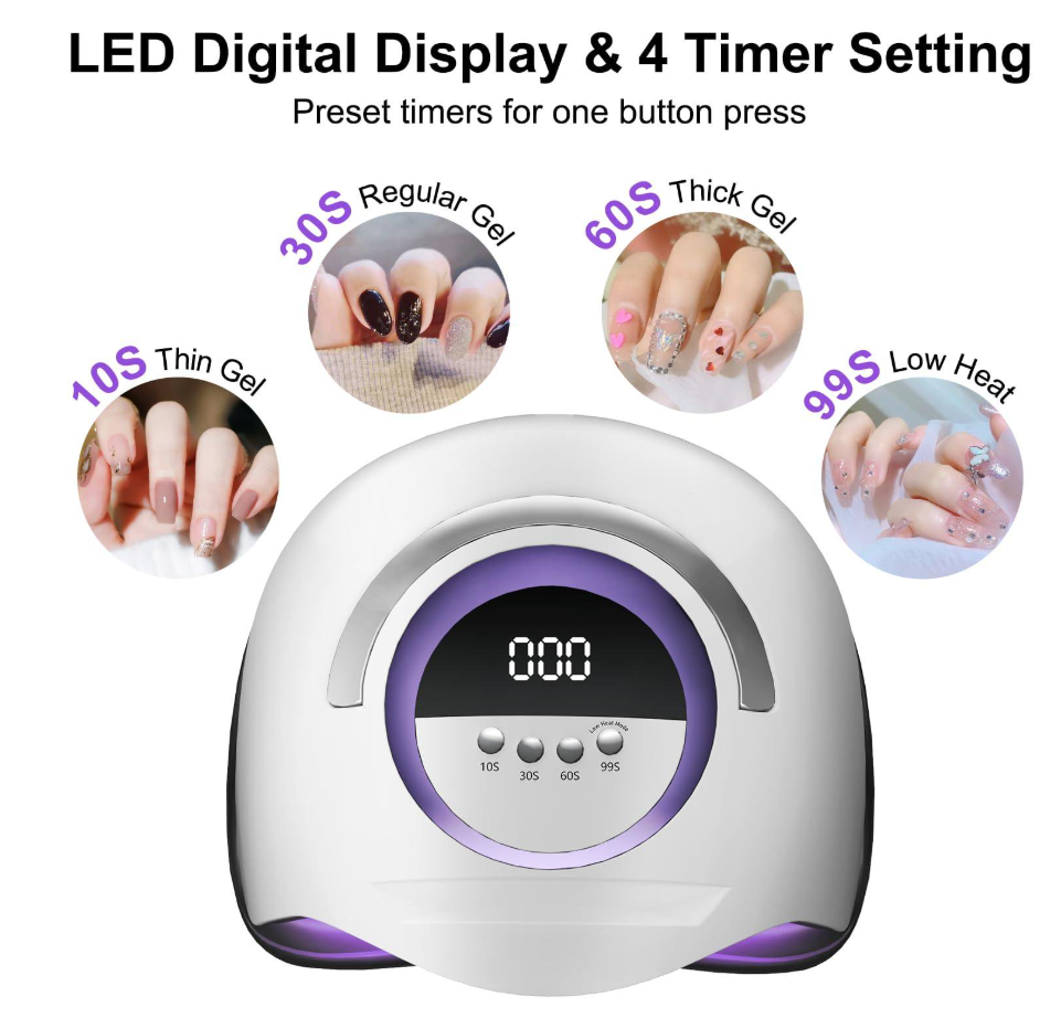 UV LED Nail Lamp, Gel Light for Nail Polish UV Dryer with 3 Timers White