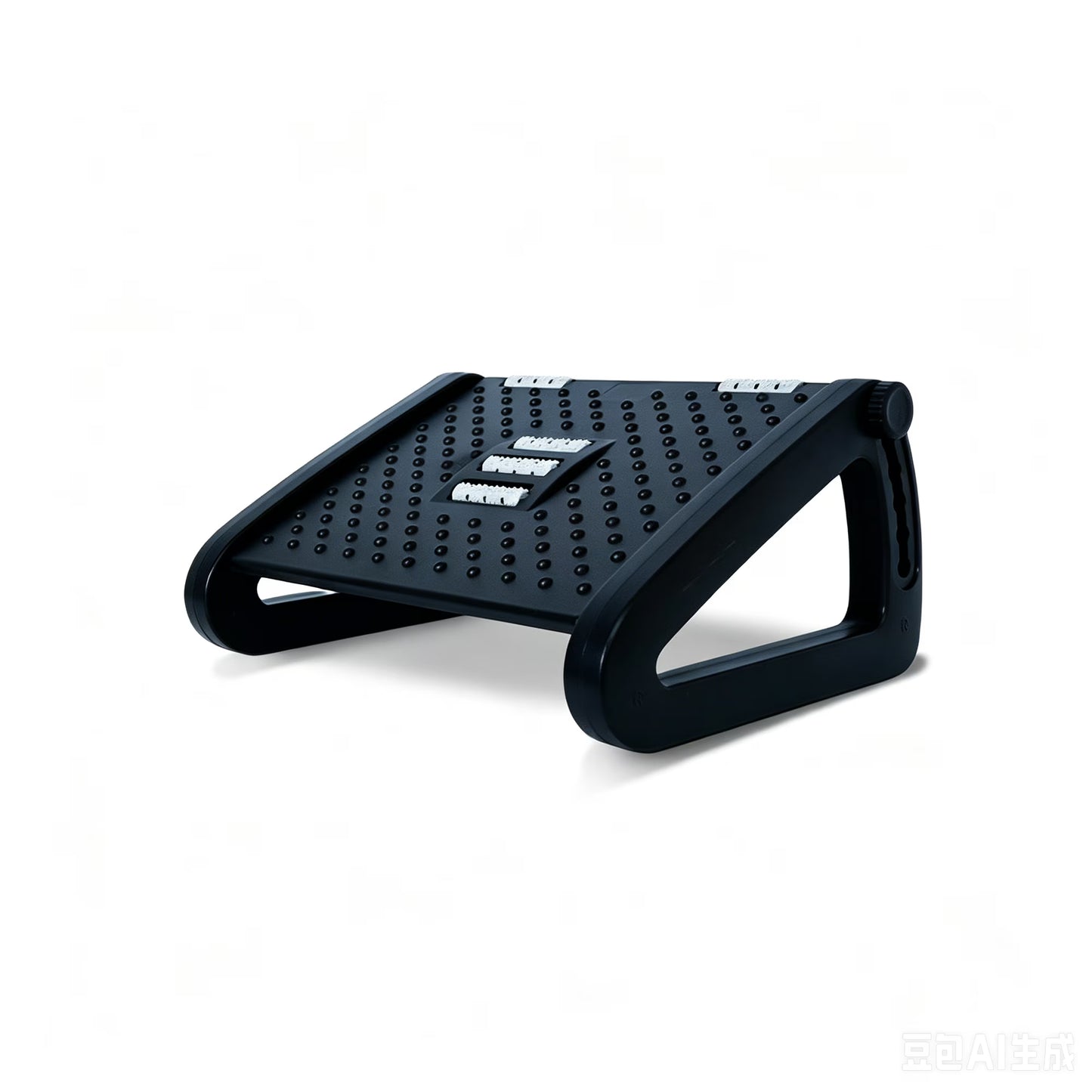 Foot Rest with 6 Adjustable Heights, Anti-Slip Suction Cup Design with Massage Roller, Portable Under Desk Foot Stool for Office, Home, Travel, Black