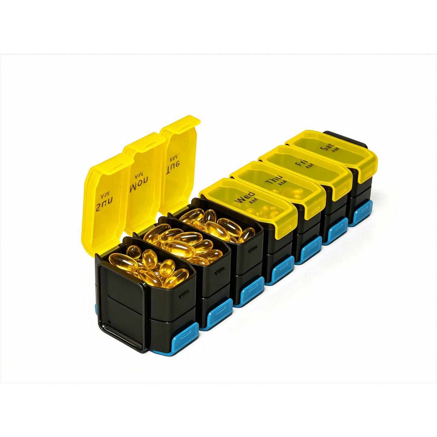 Large Weekly Pill Organizer 2 Times a Day - XL Pill Case Am Pm - Big Pill Box 7 Day Oversized Daily Vitamin Organizer Jumbo Pill Container Twice a Day Medicine Supplement Dispenser Yellow and Blue
