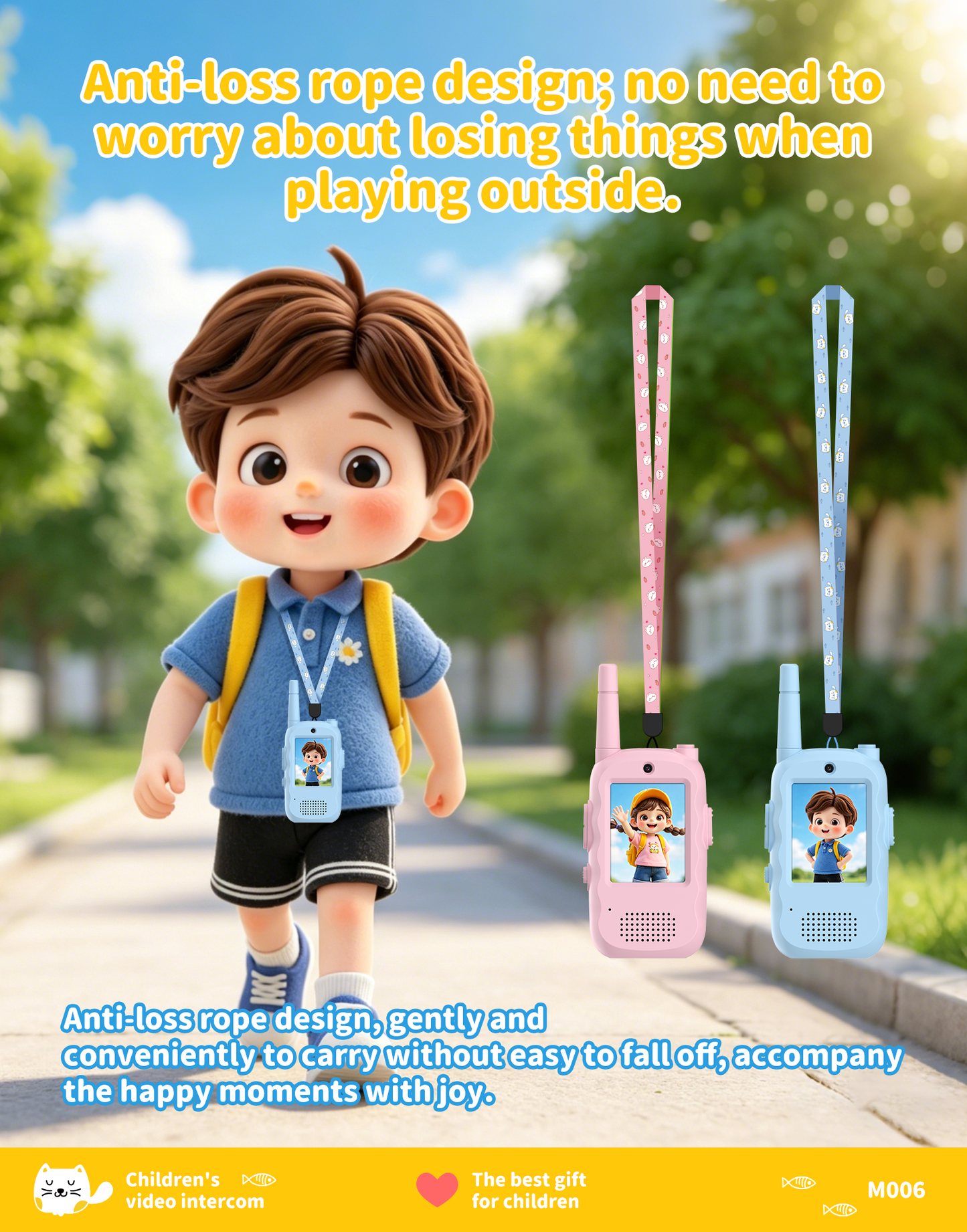 Video Walkie Talkies for Kids, Handheld 2 Pack Rechargeable Video Intercom Kids Walkies Talkies, Indoor Outdoor Toys for Family Games, Outside, Camping, Hiking for Boys Girls Ages 3-12 (Blue/Pink)