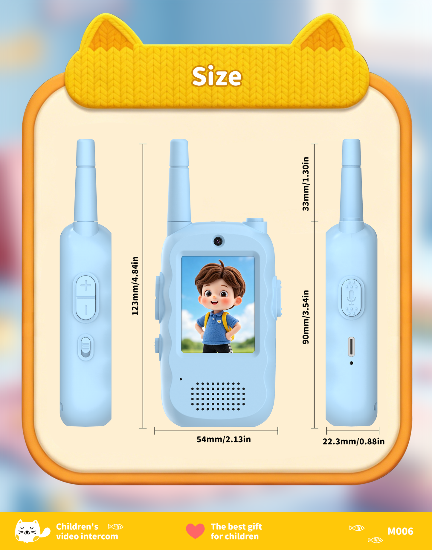 Video Walkie Talkies for Kids, Handheld 2 Pack Rechargeable Video Intercom Kids Walkies Talkies, Indoor Outdoor Toys for Family Games, Outside, Camping, Hiking for Boys Girls Ages 3-12 (Blue/Pink)