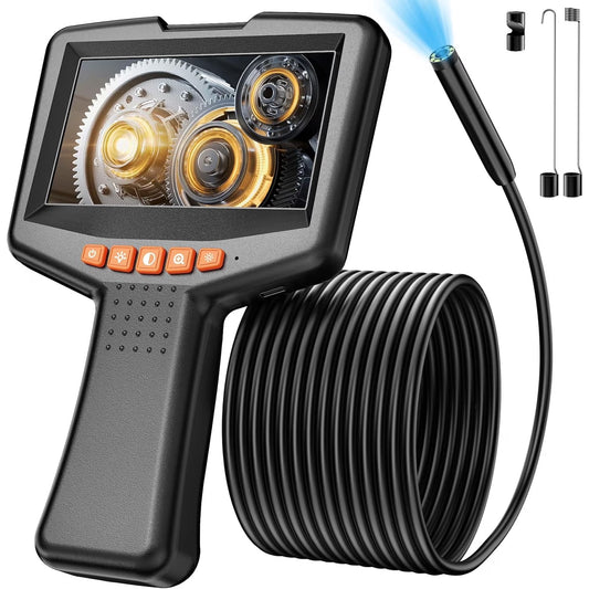 Mikhai Endoscope Camera with Light: 4.3" Inspection Borescope Camera for Sewer - 16.4ft Waterproof Industrial Endoscope - Flexible Snake Bore Scope for Plumbing Automotive