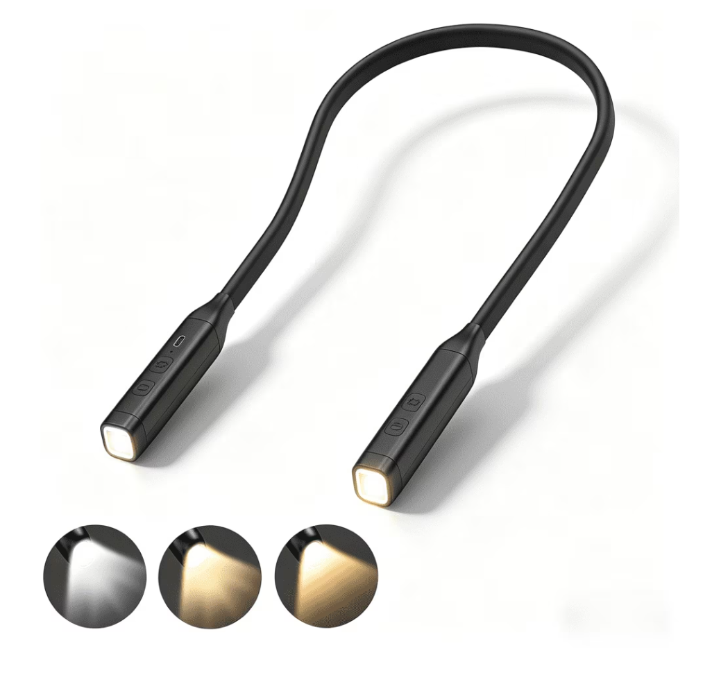 Reading light for books in bed Book Light 3-Color Bendable Neck Light, 80-hr Lasting Rechargeable book accessories for reading lovers, Perfect in Bed, Knitting, Repairing, Book Lovers Gifts