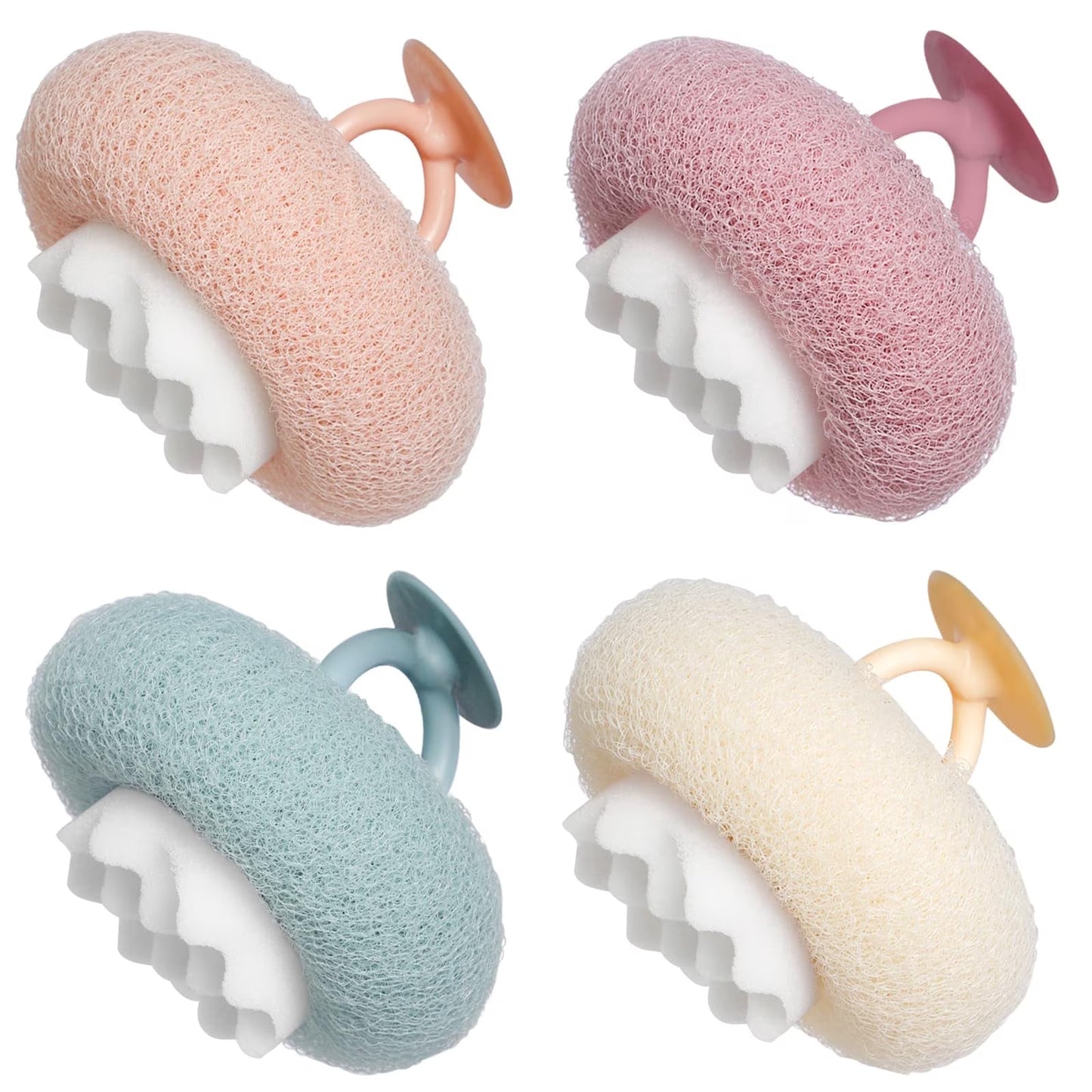 Super Soft Sunflower Suction Cup Bath Ball, 2-in-1 Shower Scrubber Sponge for Body, Upgraded Sponge Mesh Pouf Bath Ball, Magic Exfoliating Bath Sponge Shower Ball for Women Men Shower